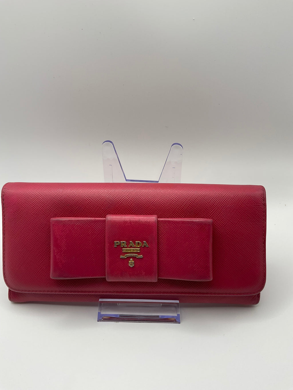 Prada Fiocco Bow Saffiano Leather Continental Wallet Pink | Authentic | COA Included