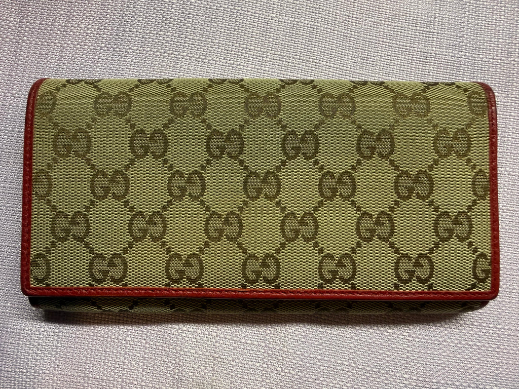 Gucci GG Monogram Canvas Continental Wallet Red Leather