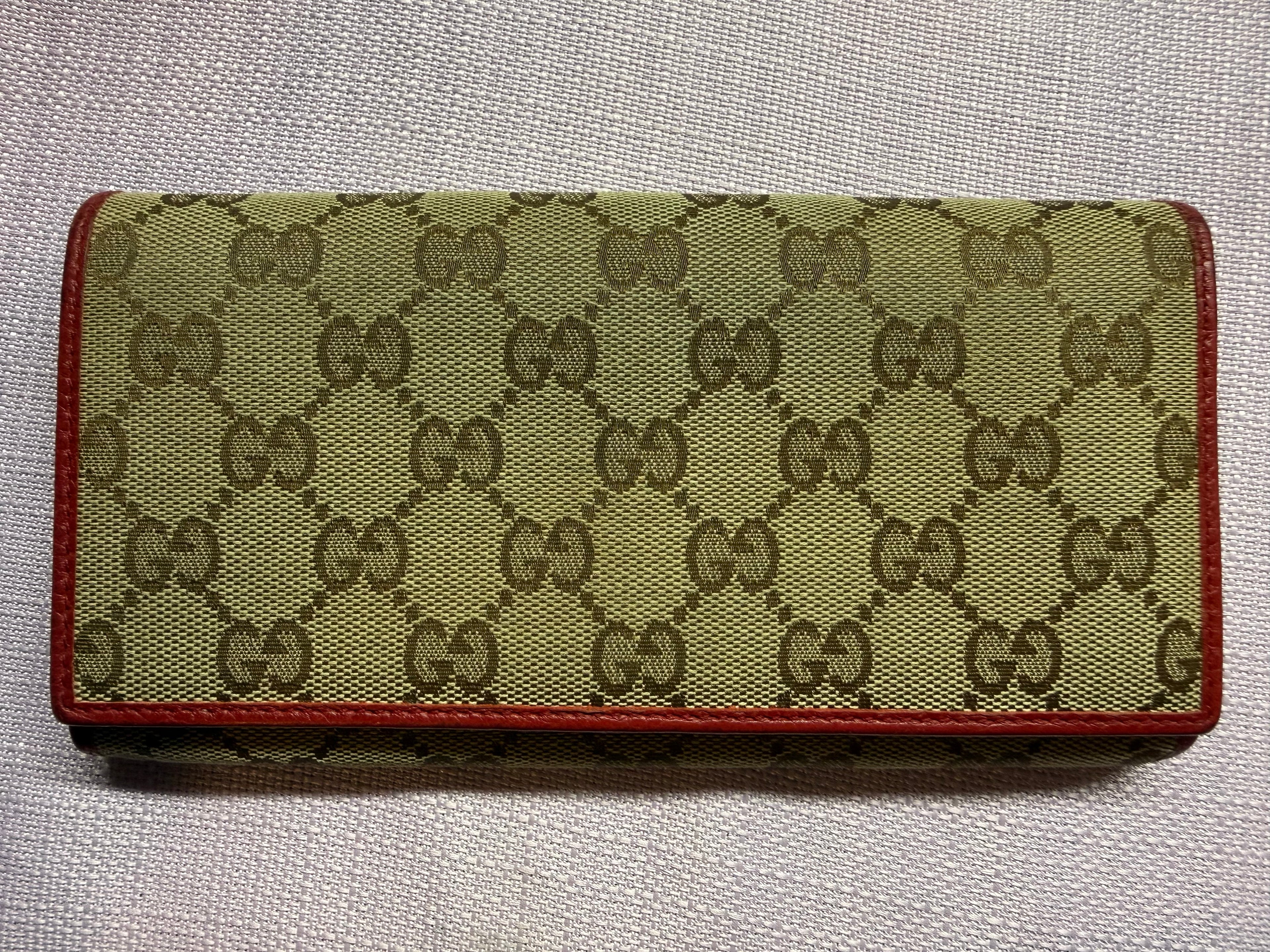 Gucci GG Monogram Canvas Continental Wallet Red Leather