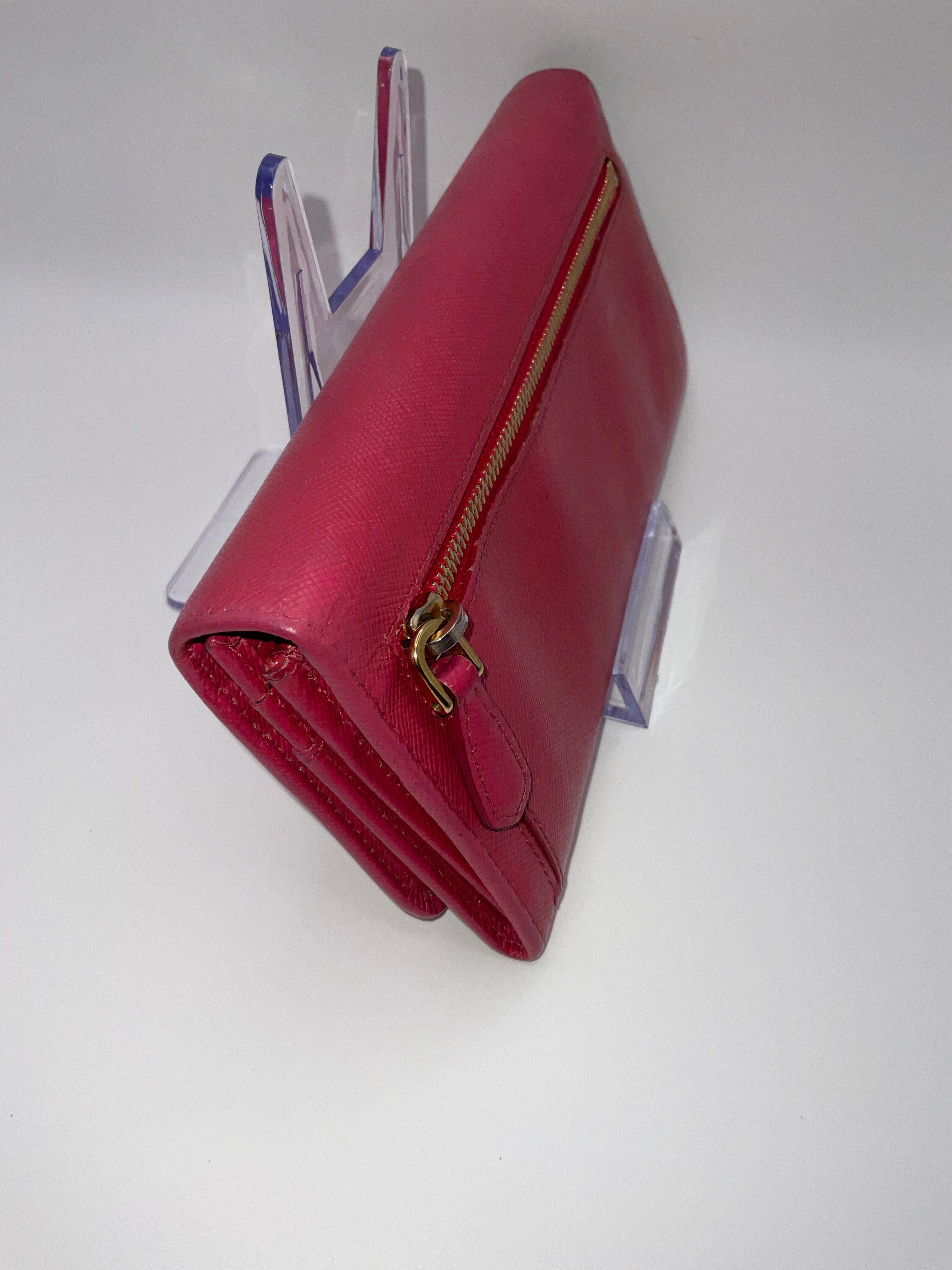 Prada Fiocco Bow Saffiano Leather Continental Wallet Pink | Authentic | COA Included