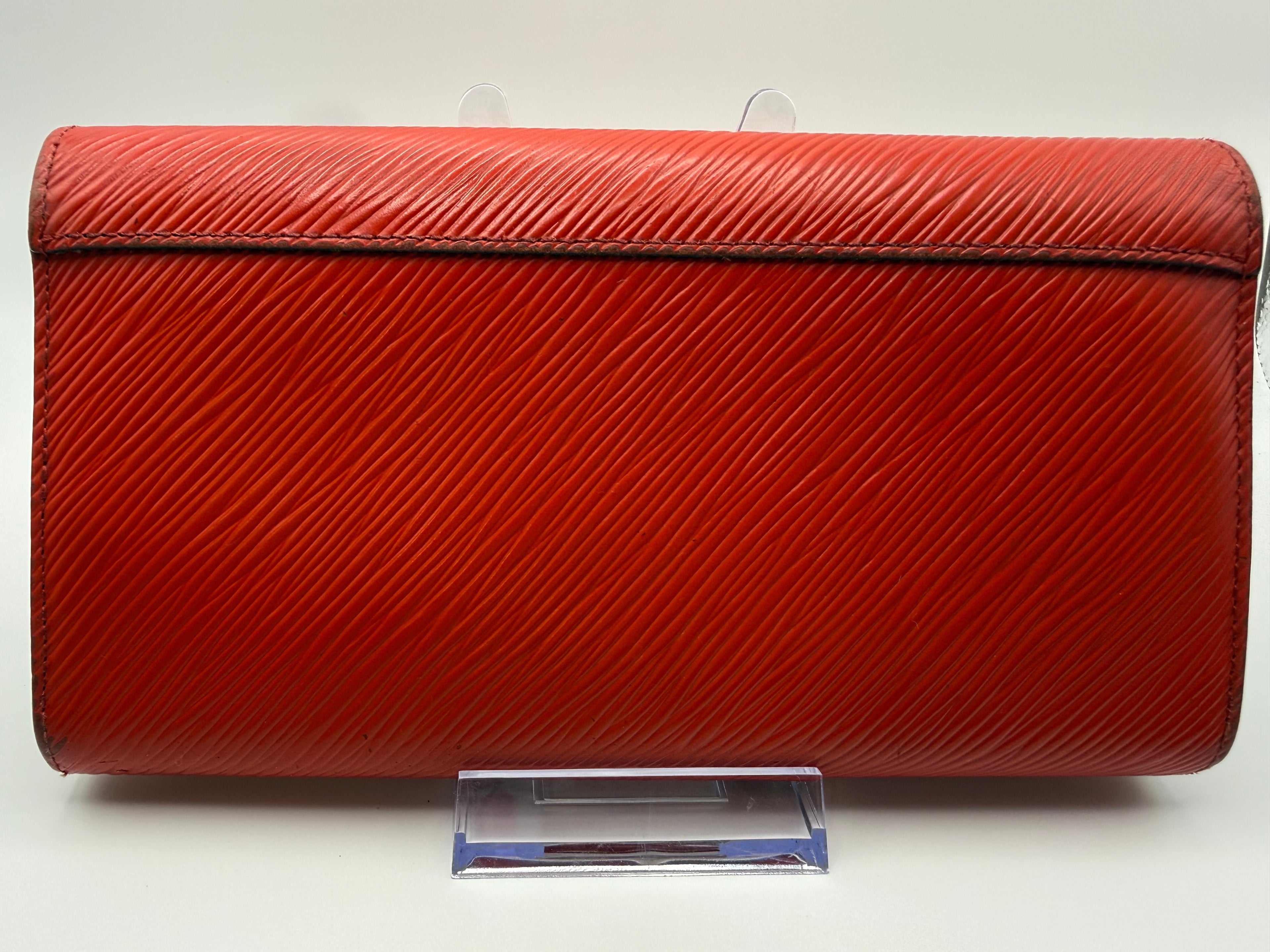 Louis Vuitton Twist Wallet Red Epi Leather Silver-Tone LV Logo