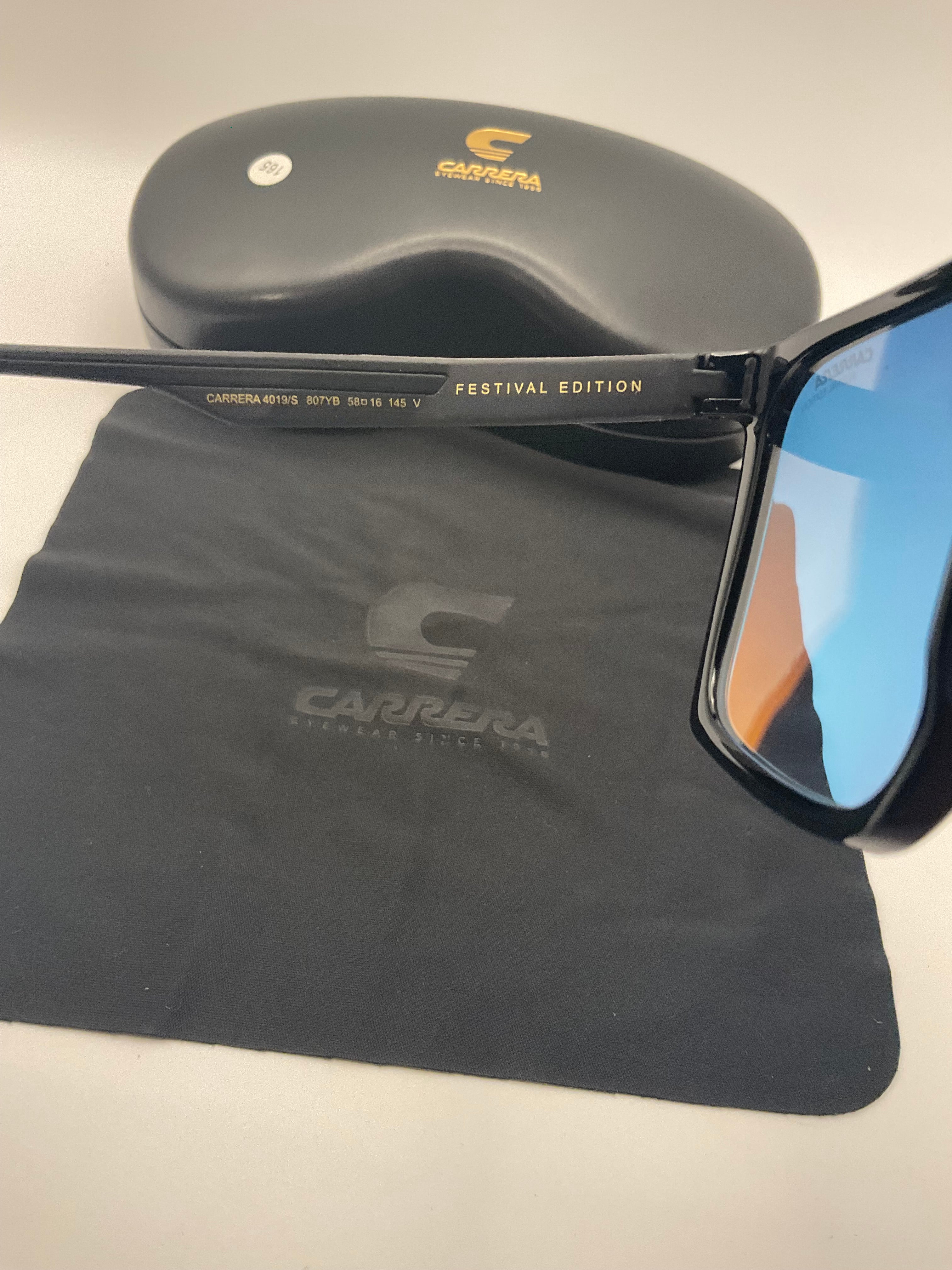 Carrera 4019/S Festival Edition Black Sunglasses – Red Mirror Lenses – New with Case