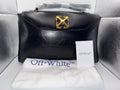 Off-White Jitney Black Leather Shoulder Bag with Gold Arrow Logo