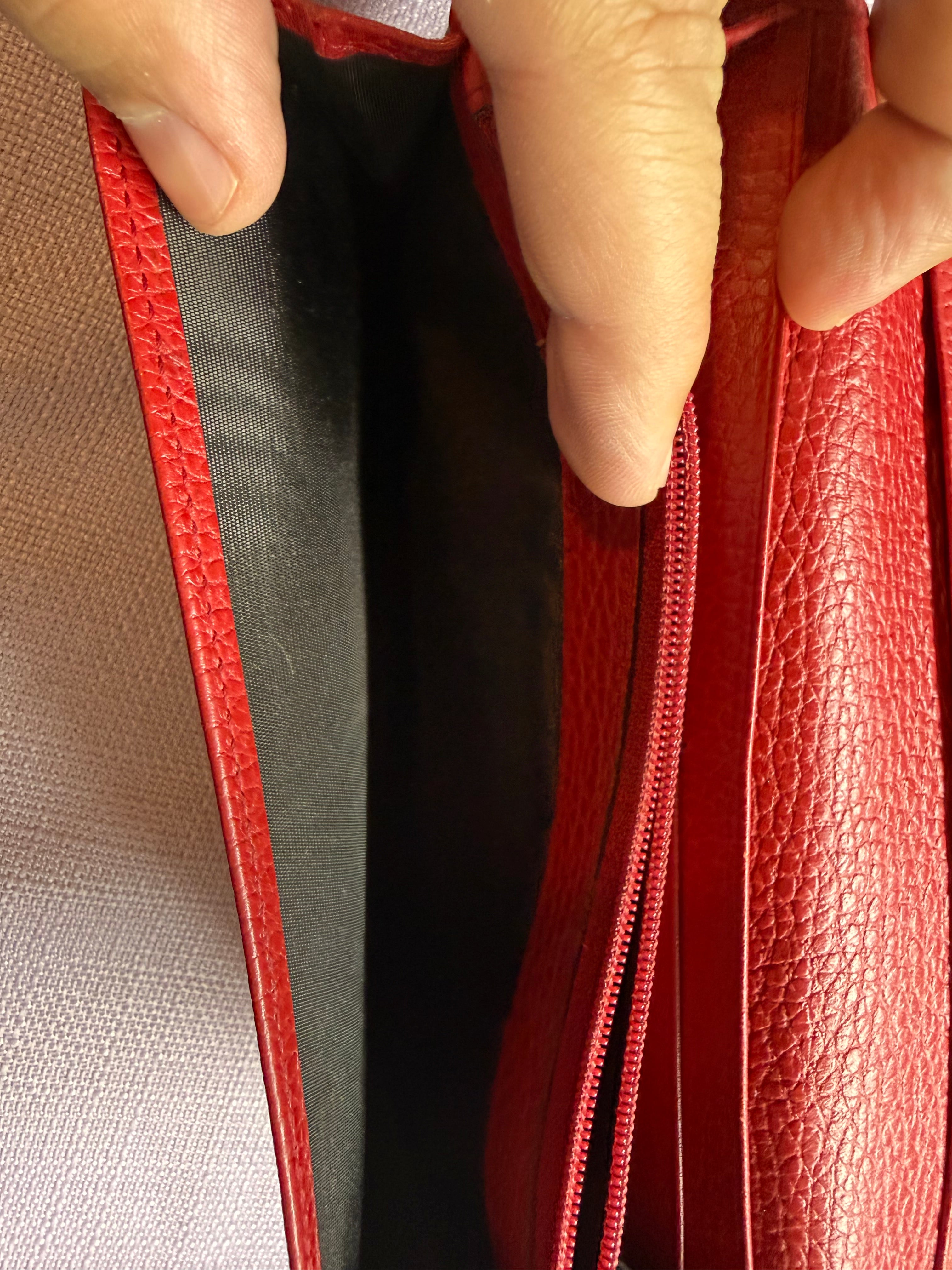 Gucci GG Monogram Canvas Continental Wallet Red Leather