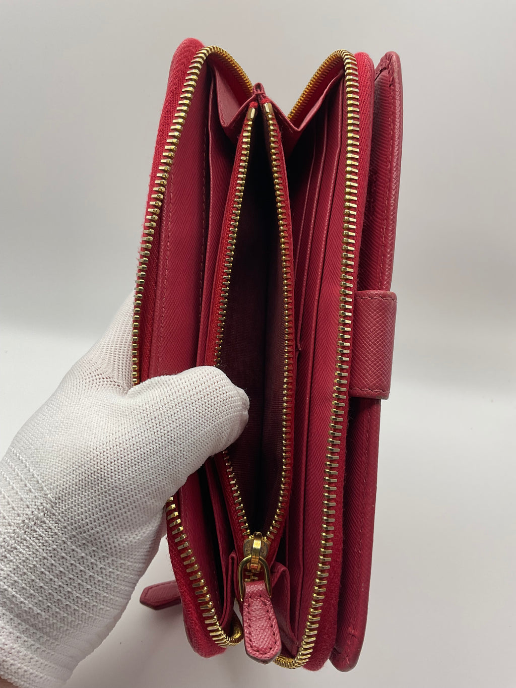 Prada Saffiano Leather Zip Around Continental Wallet Pink | Authentic | COA Included