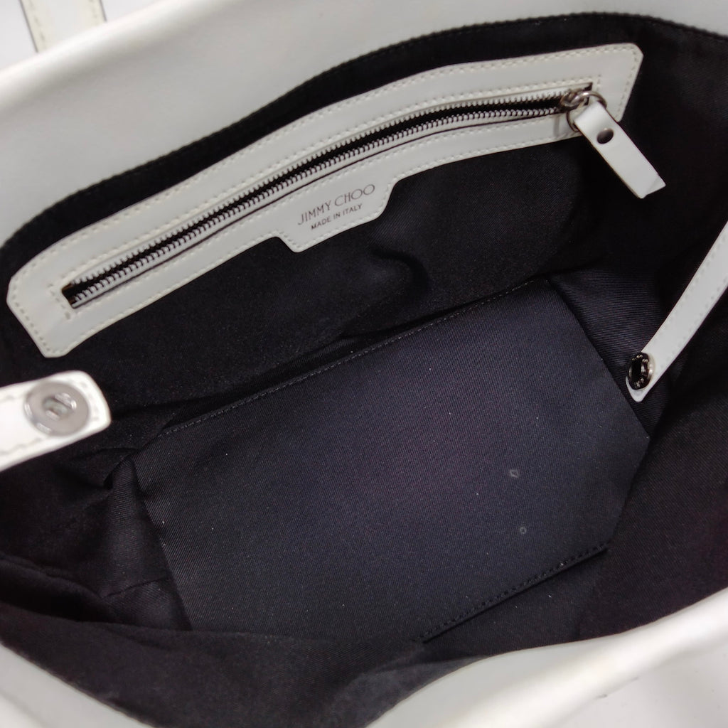 Jimmy Choo White Leather Star Studded Tote Bag