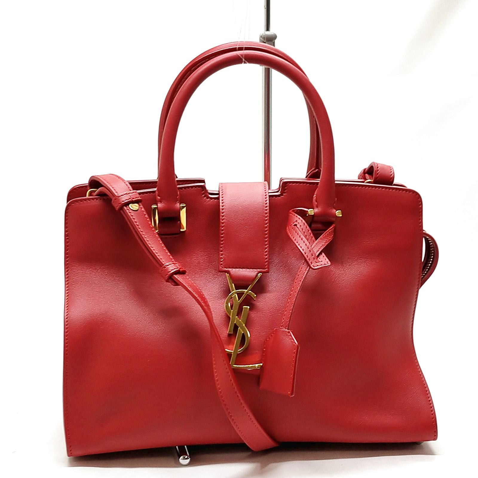 Saint Laurent Sac de Jour Small Red Leather Top Handle Bag with Gold-Tone Hardware