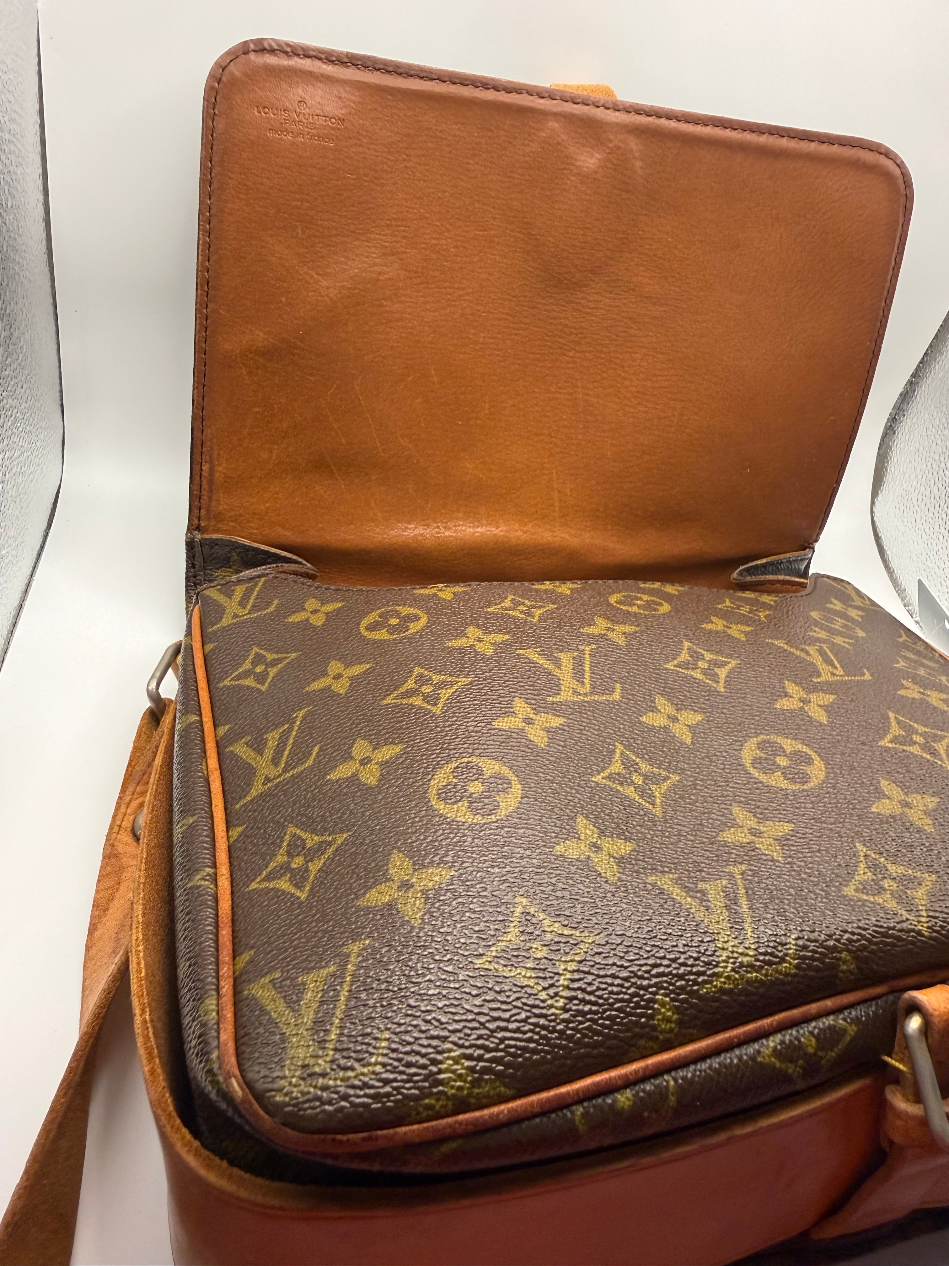 Louis Vuitton Cartouchière MM Monogram Canvas Crossbody Messenger Bag | Authentic Vintage