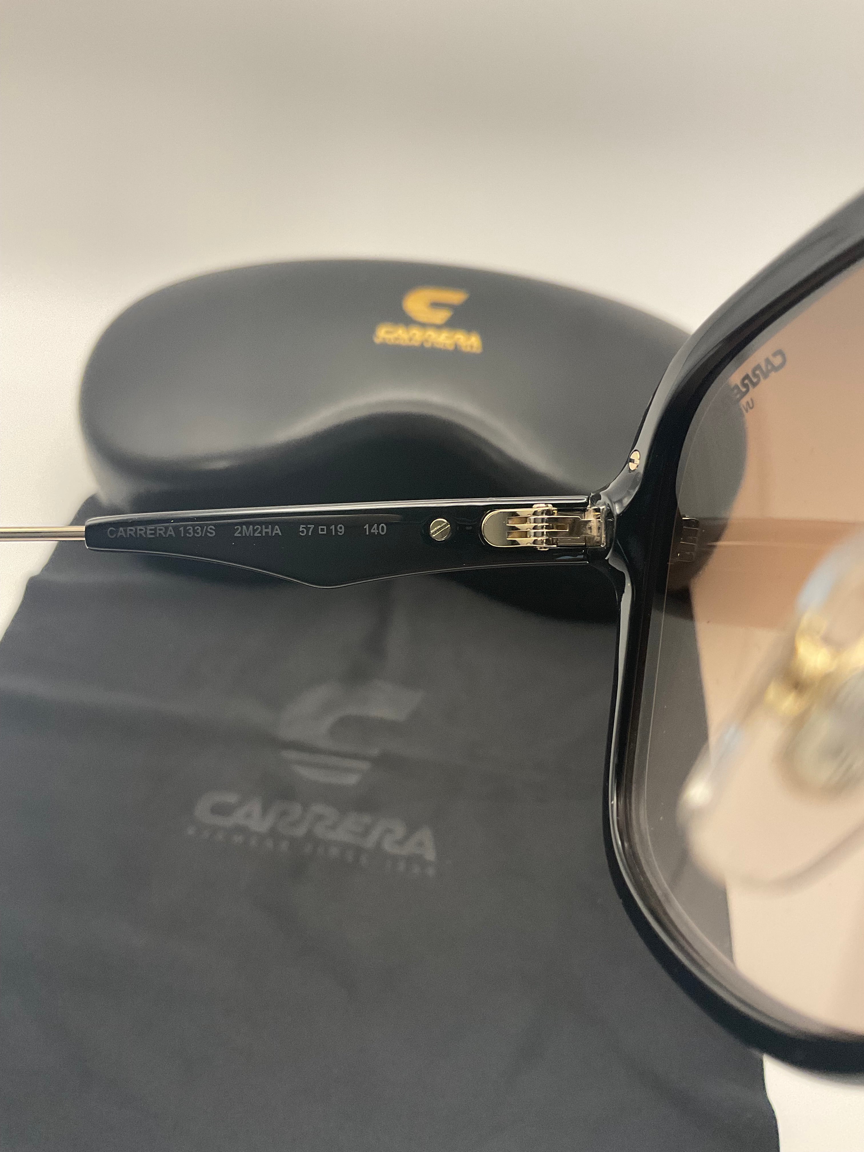 Carrera 133/S 2M2HA Black Square Sunglasses – New with Original Case