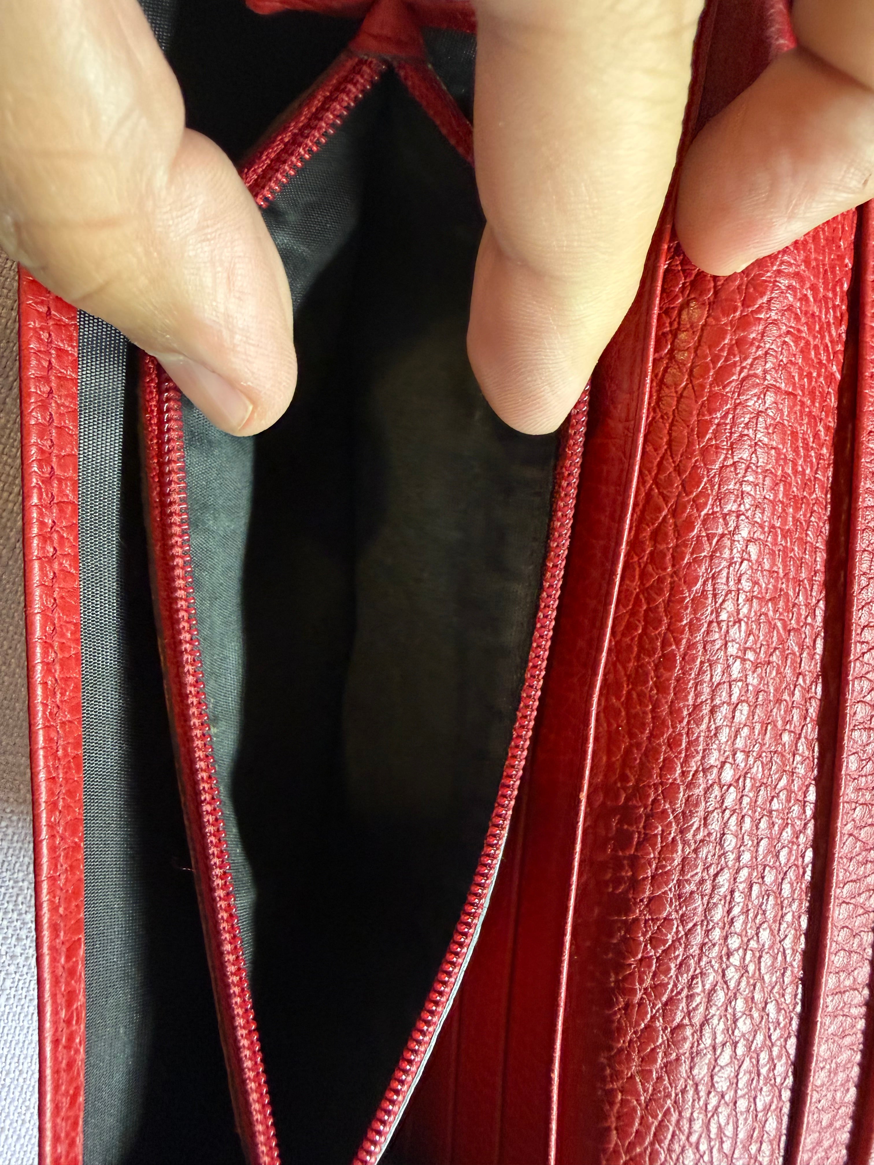 Gucci GG Monogram Canvas Continental Wallet Red Leather