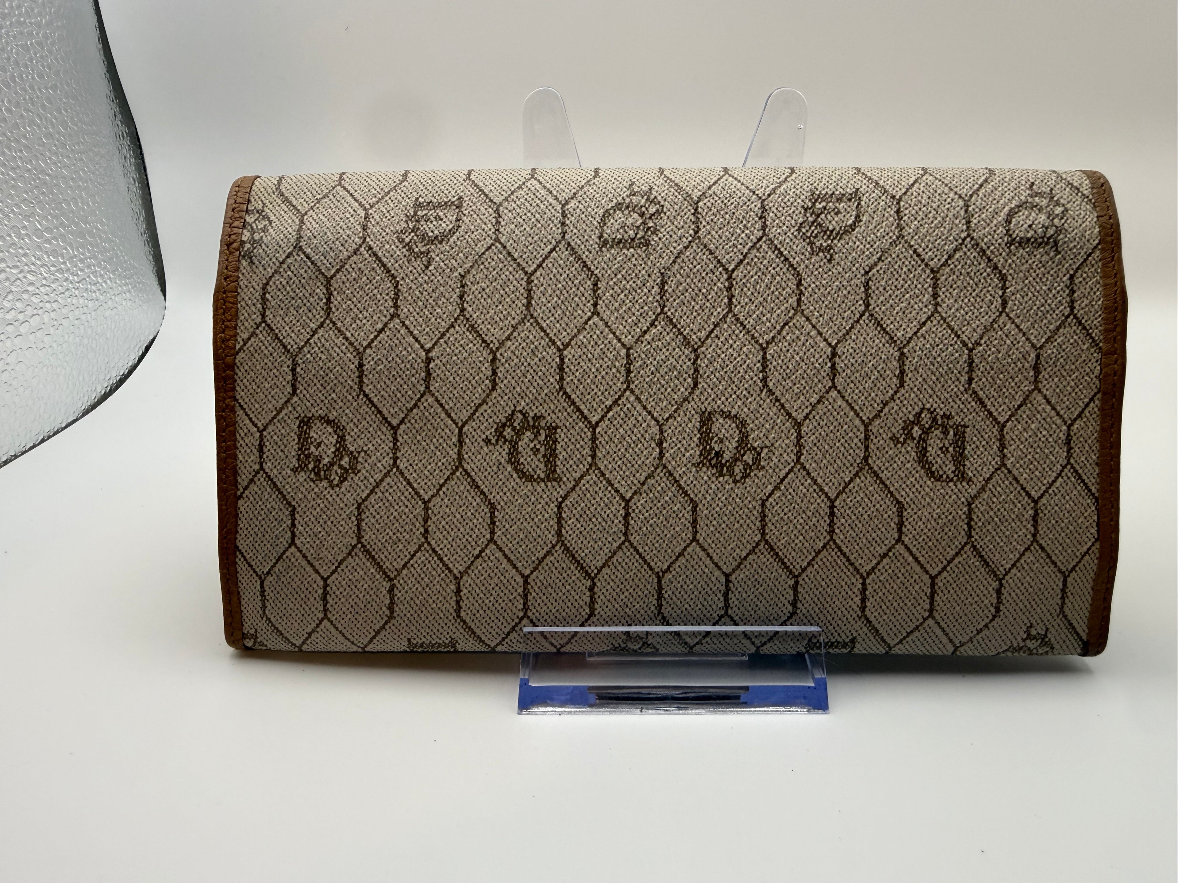 Vintage Christian Dior Honeycomb Monogram Canvas Long Wallet – Brown