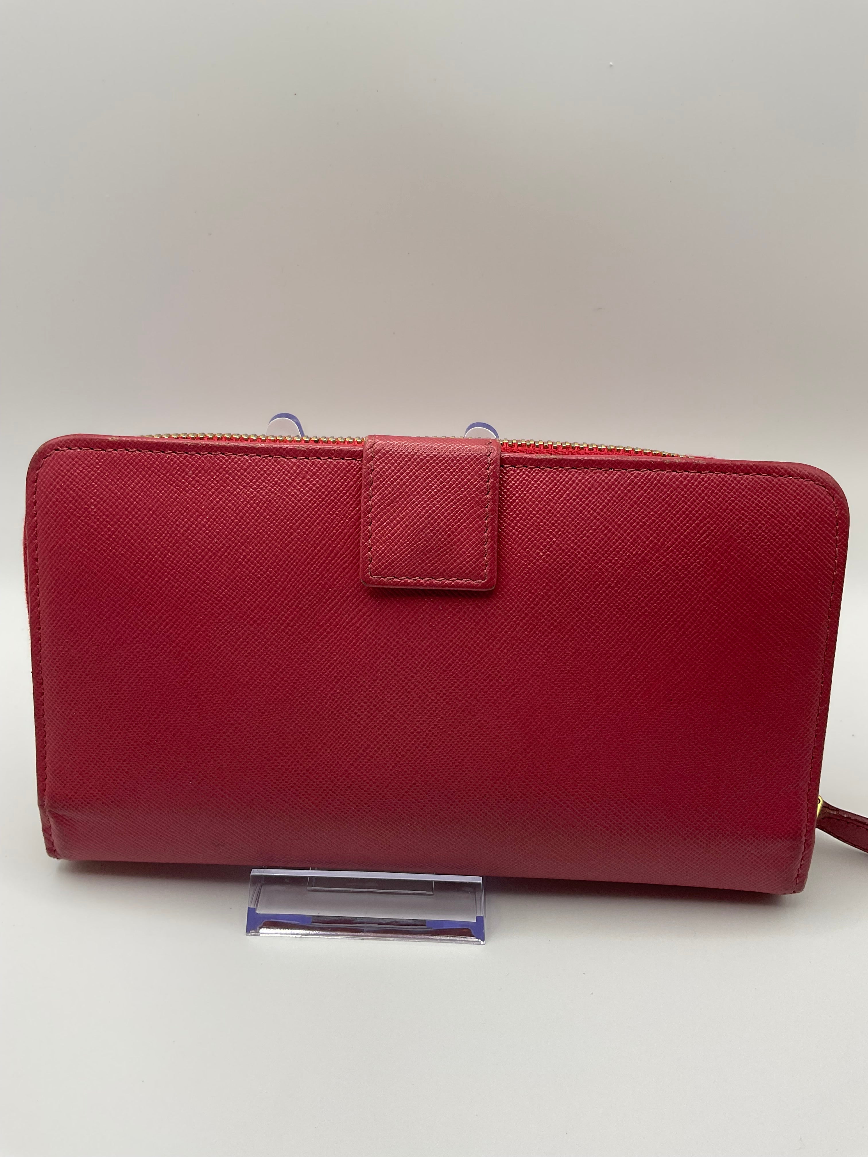 Prada Saffiano Leather Zip Around Continental Wallet Pink | Authentic | COA Included