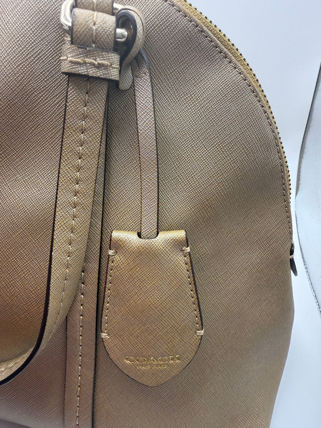 Coach Dome Satchel - Camel/Tan Saffiano