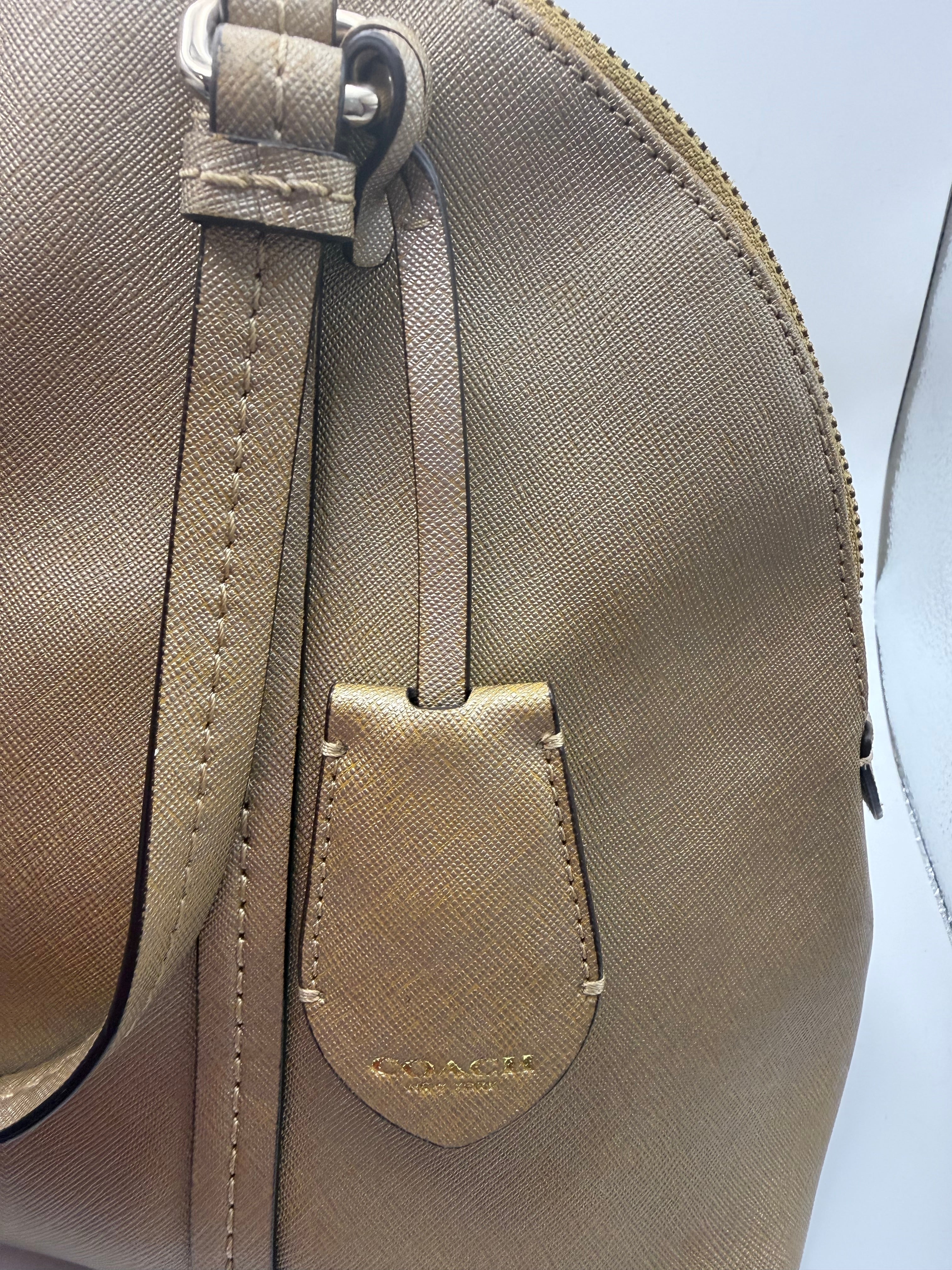 Coach Dome Satchel - Camel/Tan Saffiano