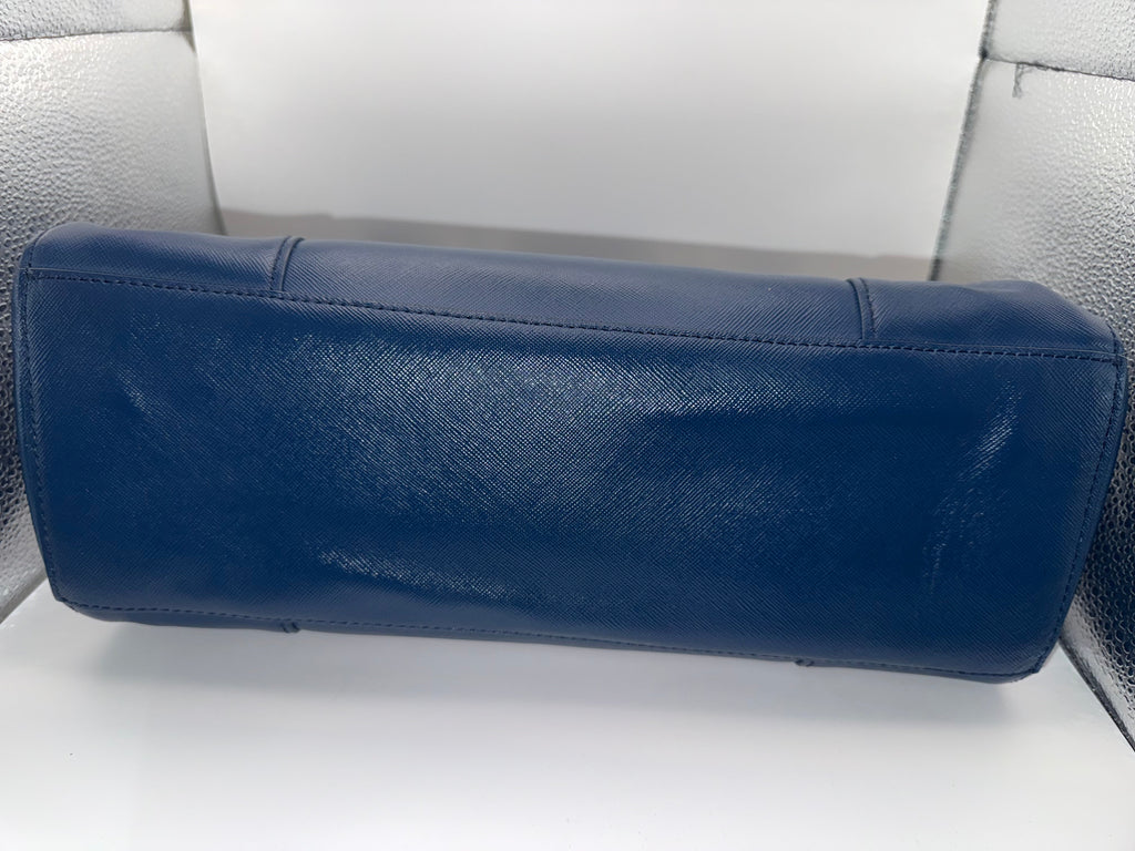 Tory Burch Robinson Double-Zip Tote | Navy Blue Saffiano Leather | Medium