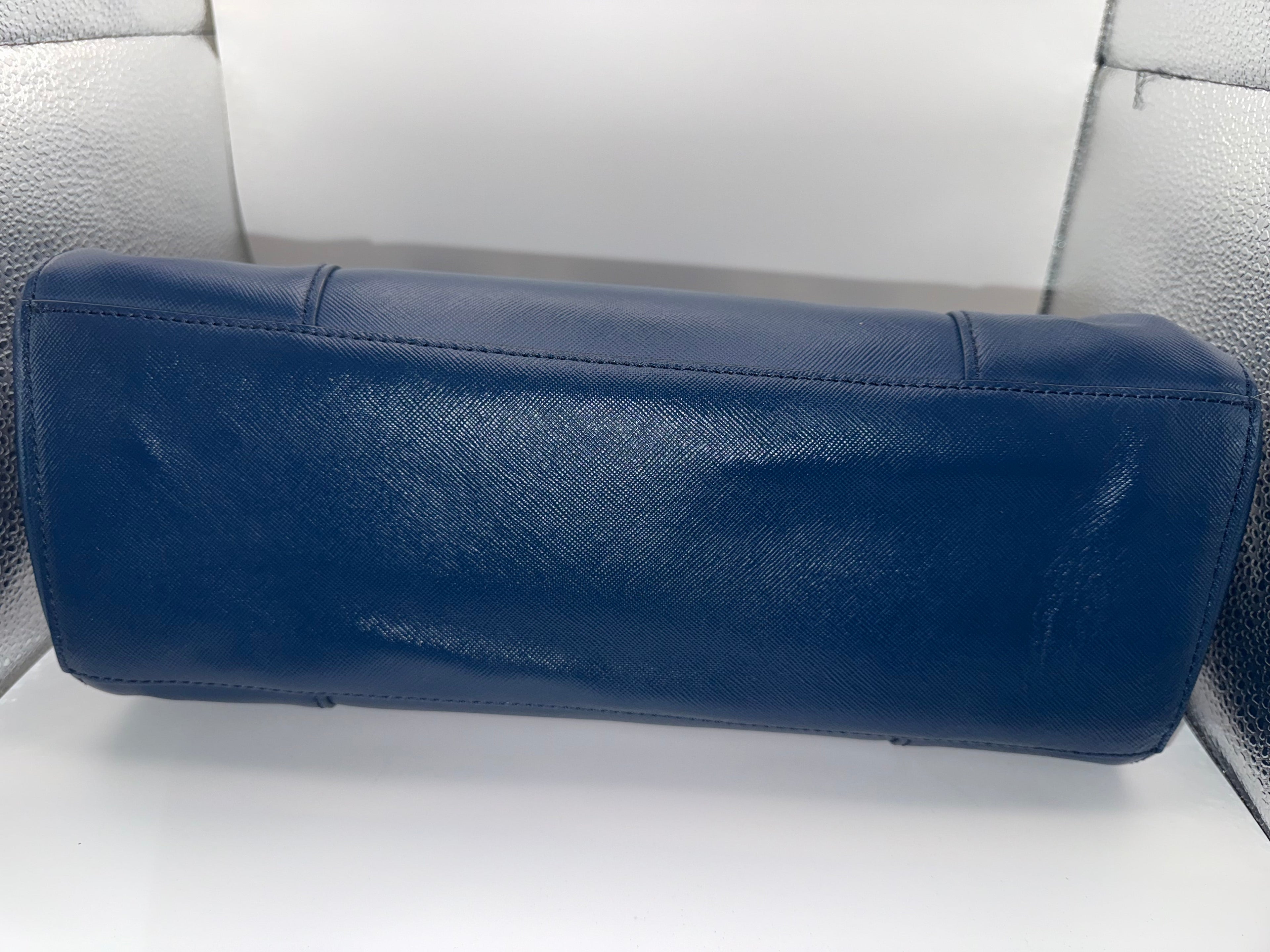 Tory Burch Robinson Double-Zip Tote | Navy Blue Saffiano Leather | Medium