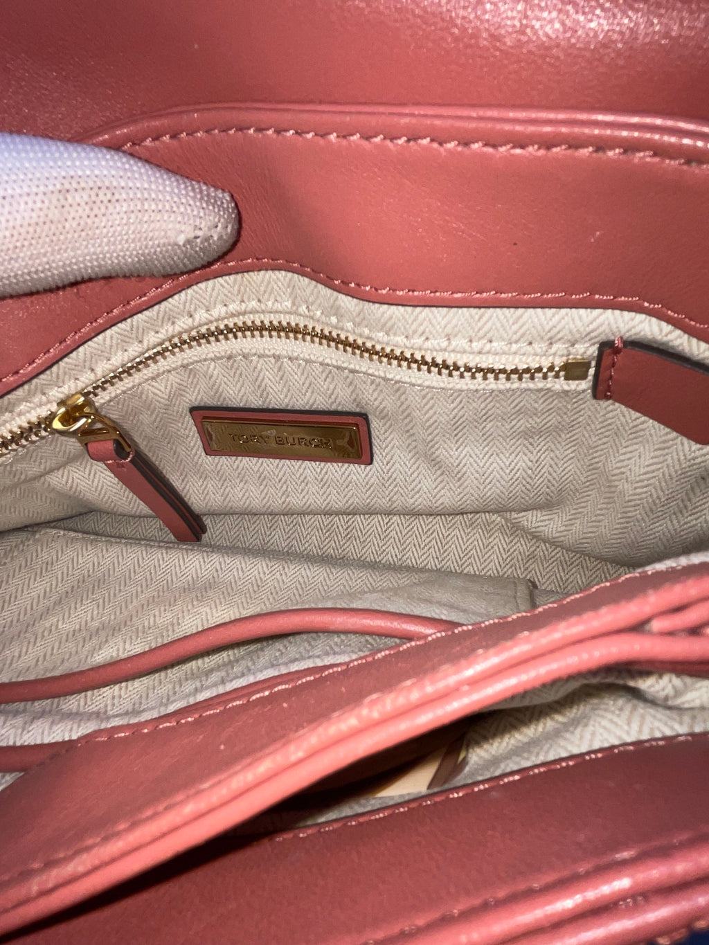 Tory Burch Kira Chevron Small Convertible Shoulder Bag Pink Leather Gold Hardware