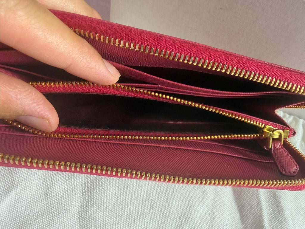 Prada Saffiano Zip-Around Wallet – interior detail