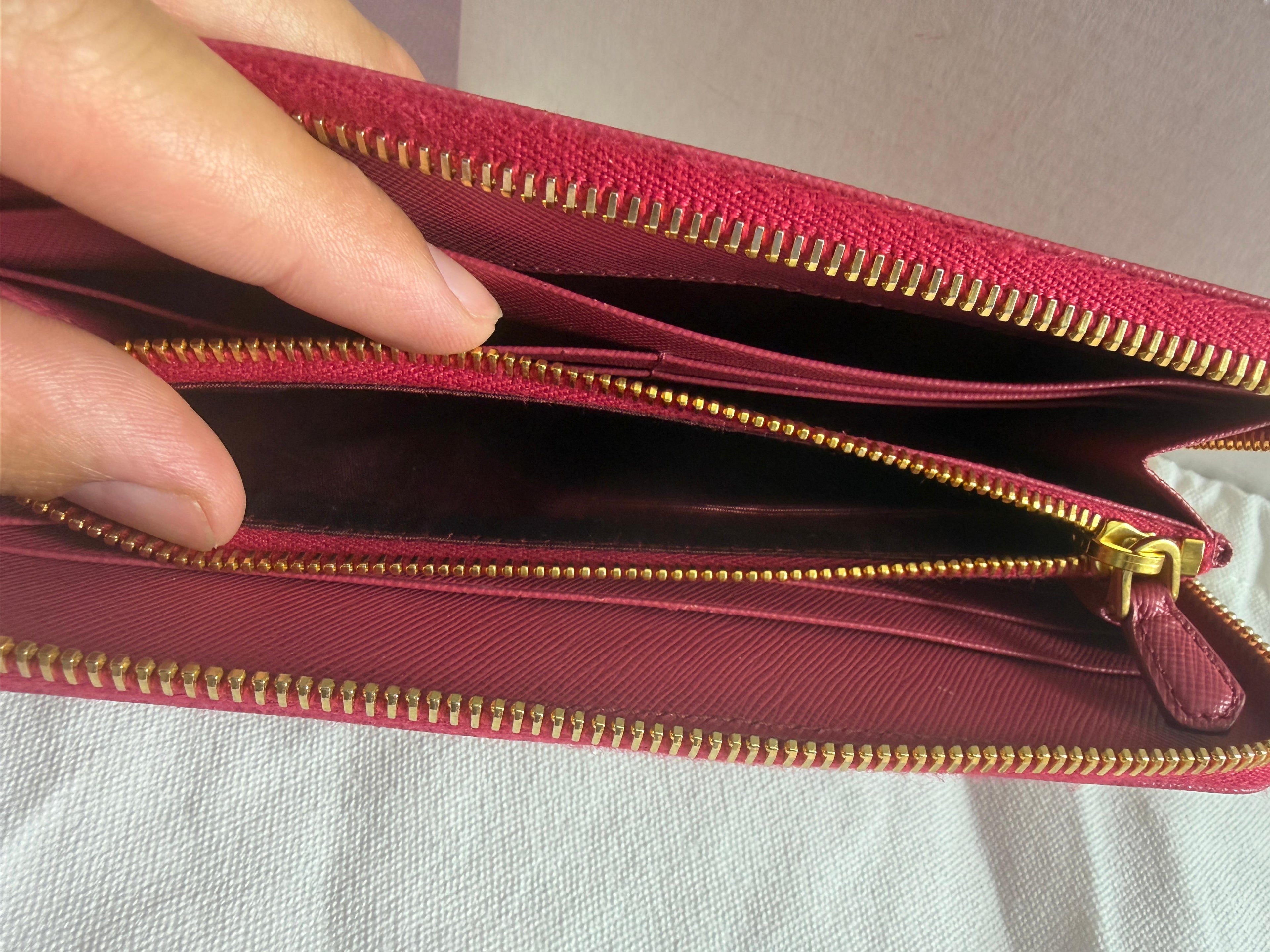 Prada Saffiano Zip-Around Wallet – interior detail
