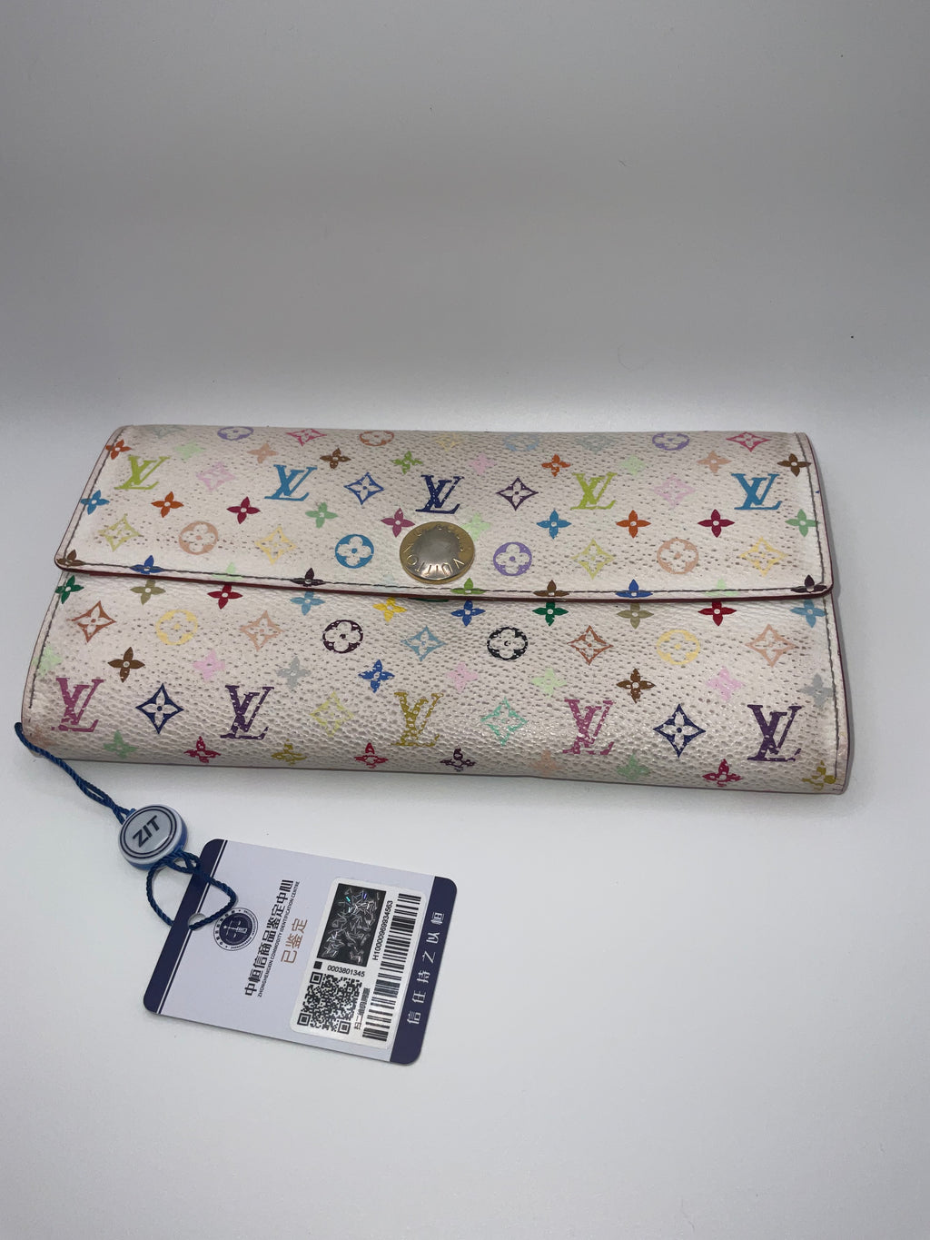 Louis Vuitton Sarah Wallet Monogram Murakami White Canvas Long Wallet with COA