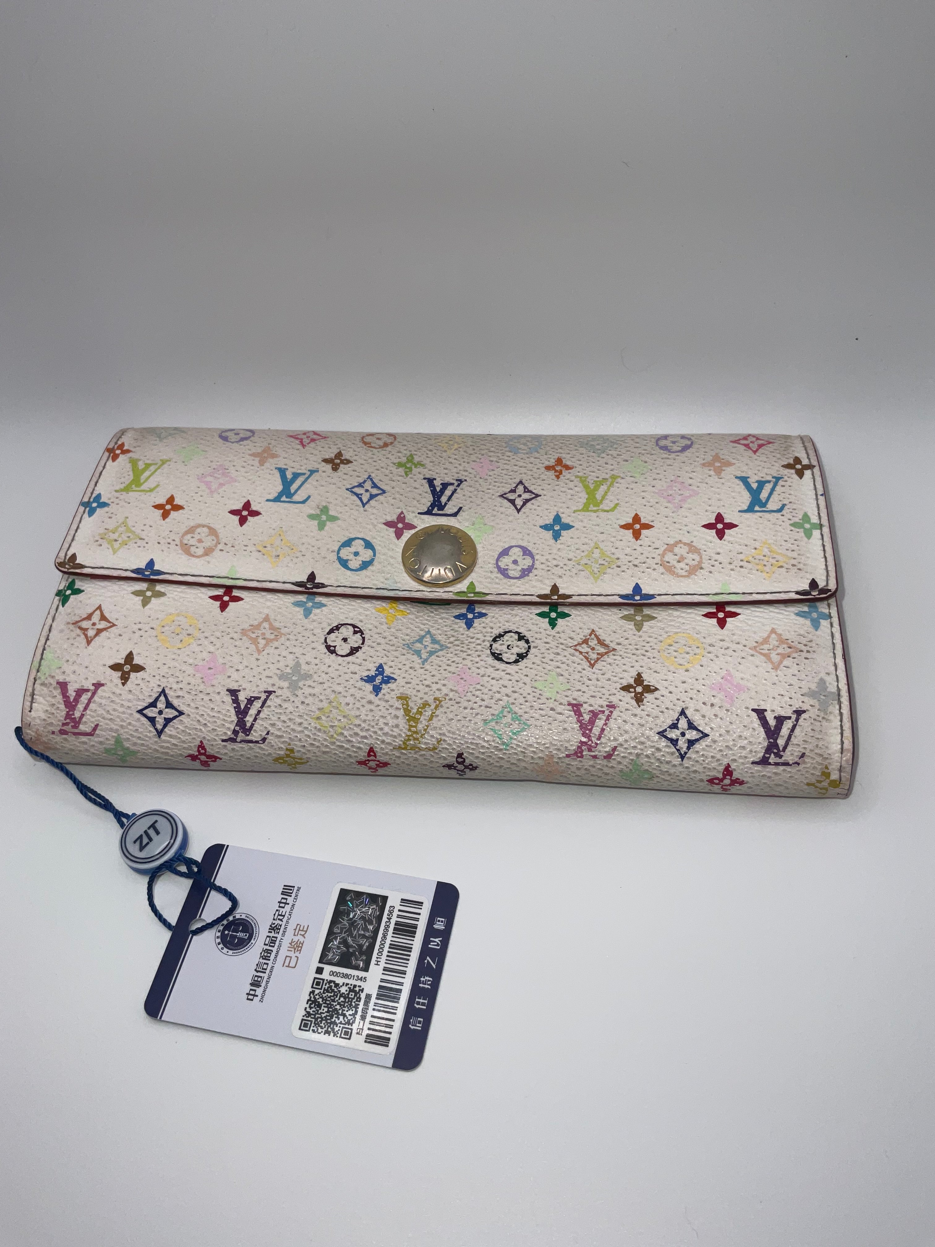 Louis Vuitton Sarah Wallet Monogram Murakami White Canvas Long Wallet with COA