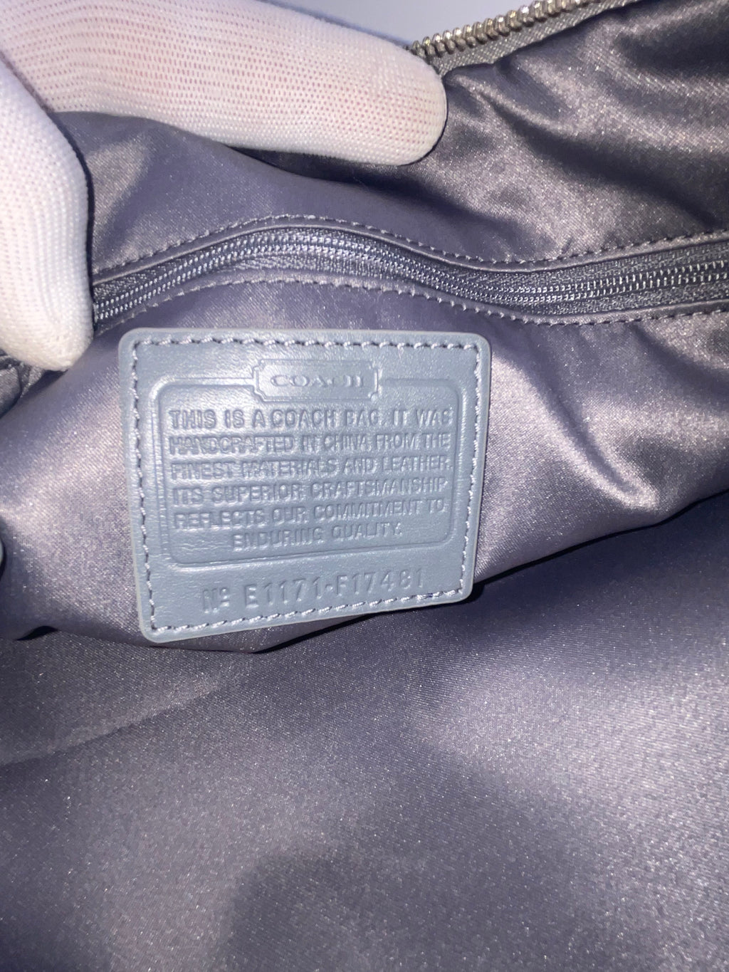 Coach Signature Sateen Sophia Satchel Gray Patent Leather Trim | Style F17481