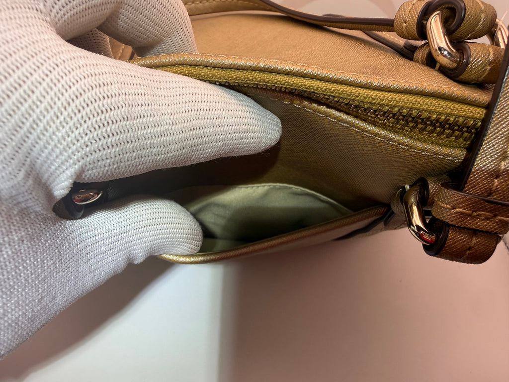Coach Dome Satchel - Camel/Tan Saffiano