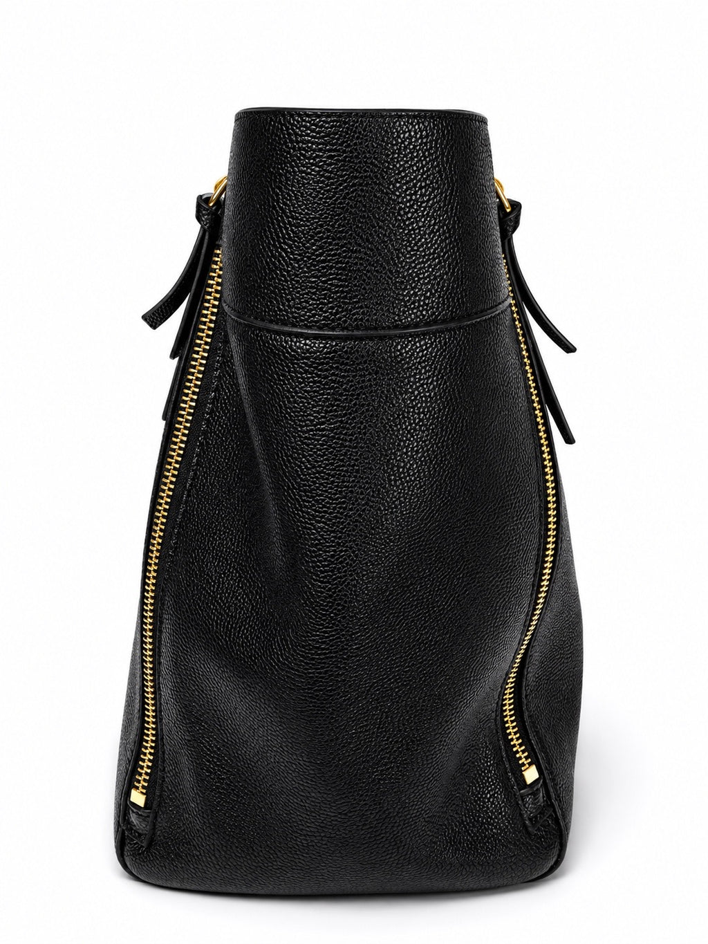 Tory Burch Black Pebbled Leather Large Tote Bag with Gold Hardware