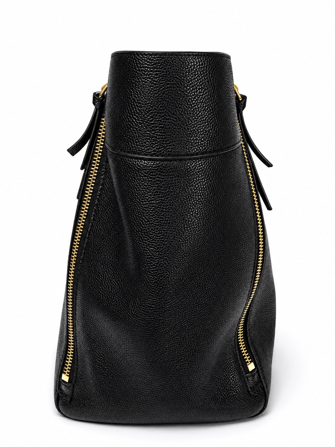 Tory Burch Black Pebbled Leather Large Tote Bag with Gold Hardware