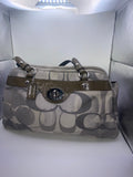 Coach Signature Sateen Sophia Satchel Gray Patent Leather Trim | Style F17481