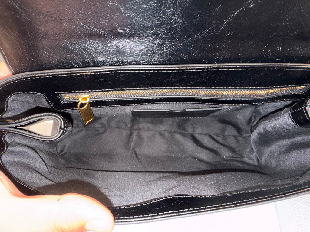 Off-White Jitney Black Leather Shoulder Bag with Gold Arrow Logo