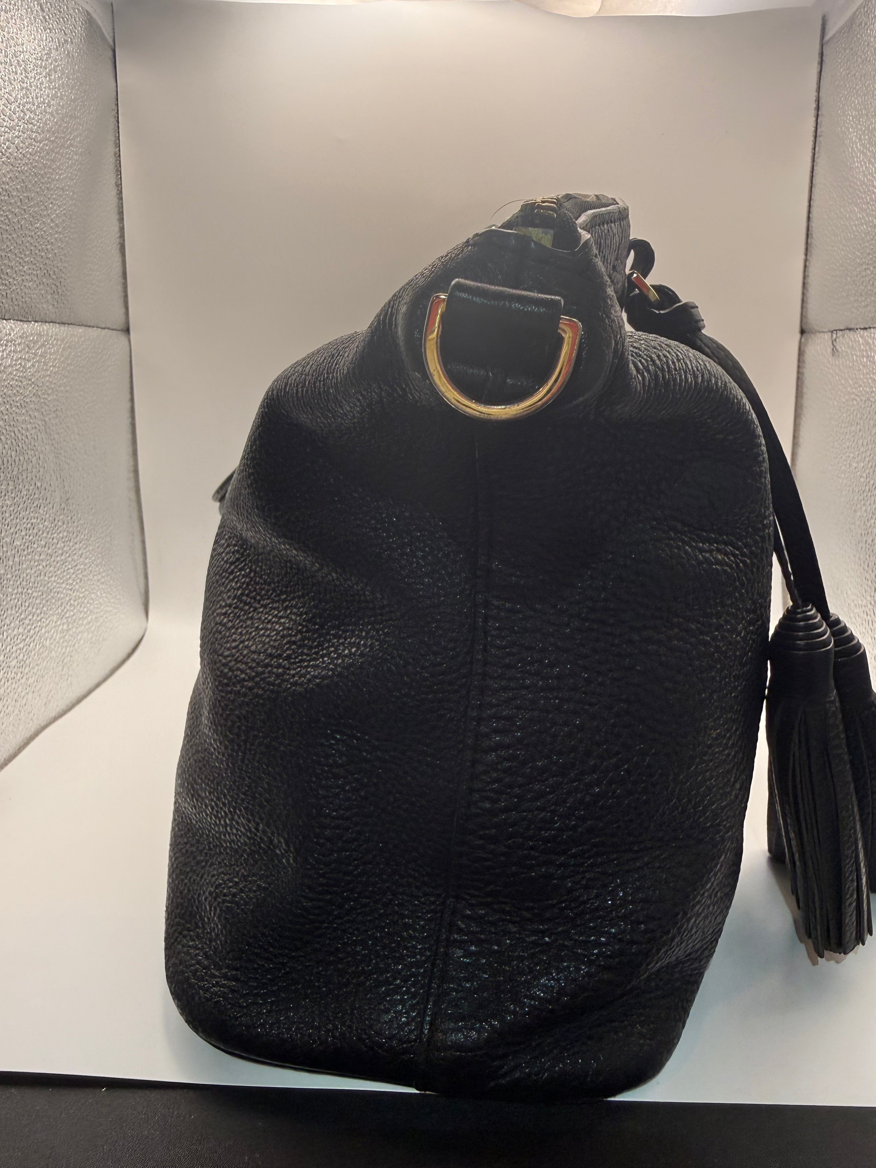 Tory Burch Thea Black Pebbled Leather Satchel