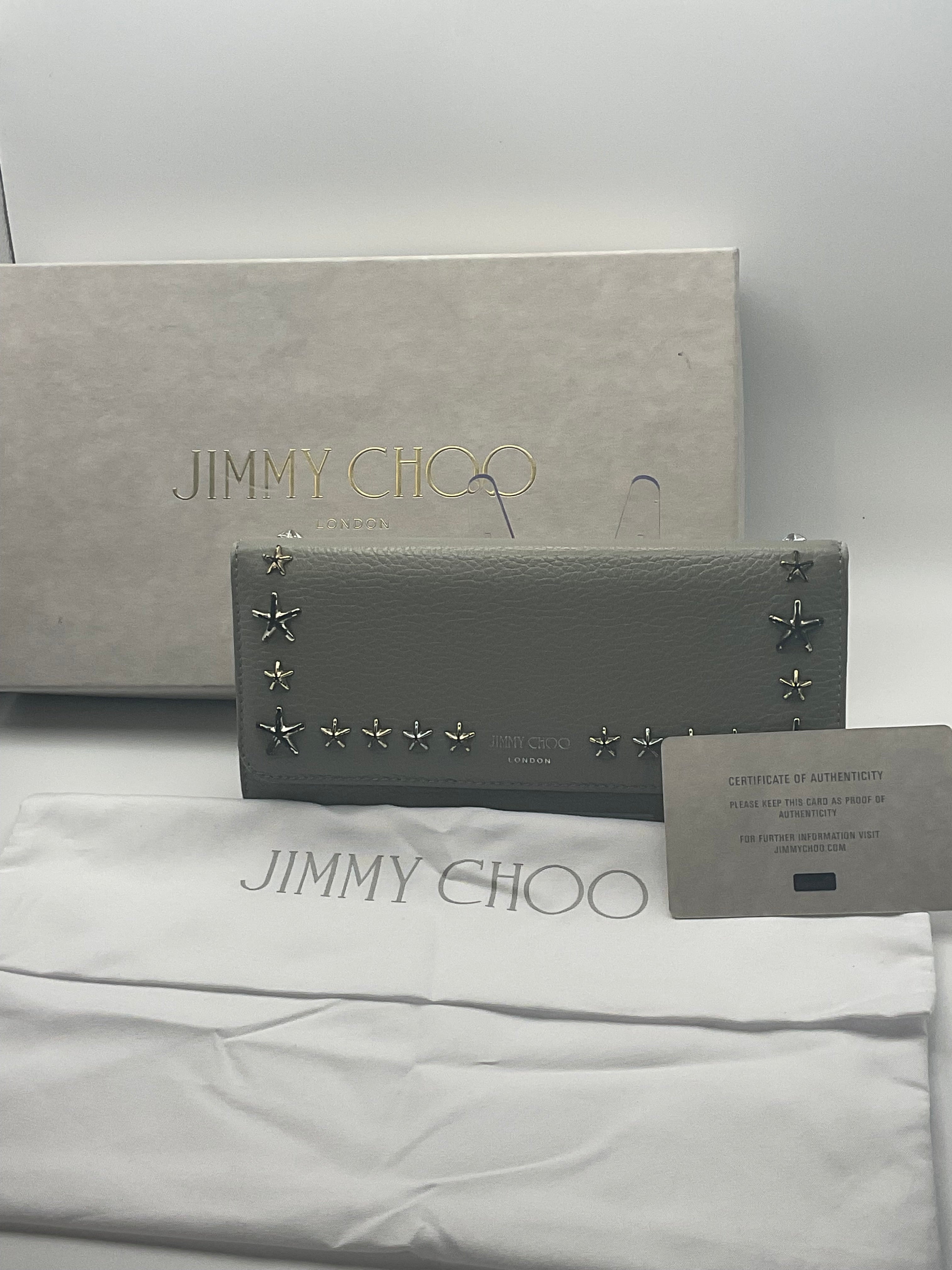 Jimmy Choo Nino Moonstone Mix Star Stud Leather Continental Wallet w/ Box & COA