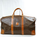 Celine Vintage Macadam Canvas Boston Travel Bag Brown