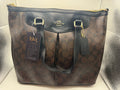 Coach Signature Tote Brown Black - Front view with LWR Luxury tag