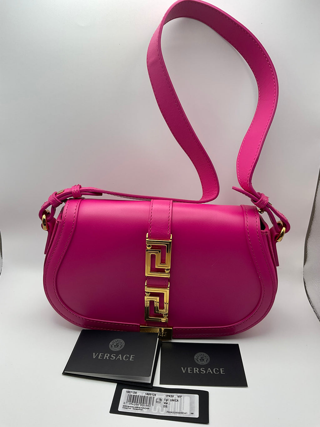 Versace Greca Goddess Pink Leather Shoulder & Crossbody Bag