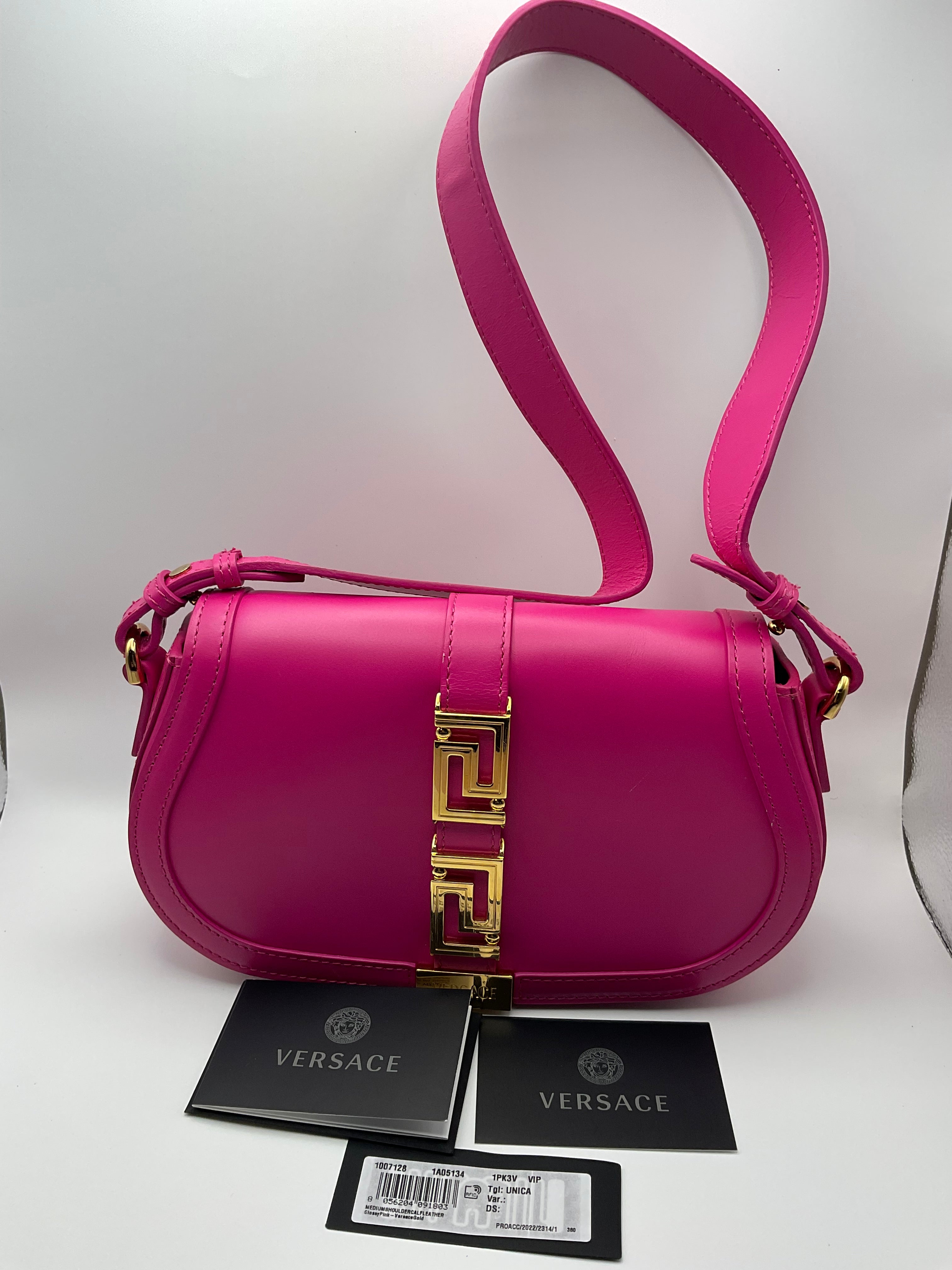 Versace Greca Goddess Pink Leather Shoulder & Crossbody Bag