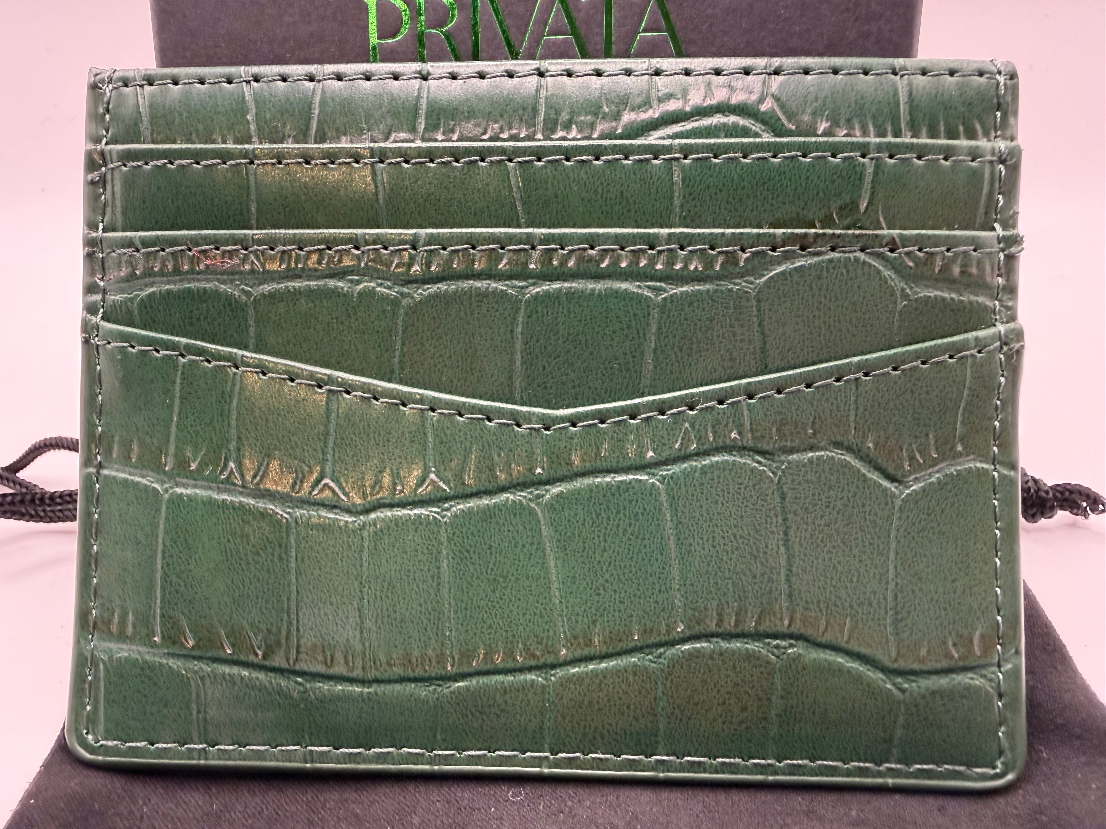PRIVATA Croc-Embossed Leather Card Holder | New with Box & Certificate