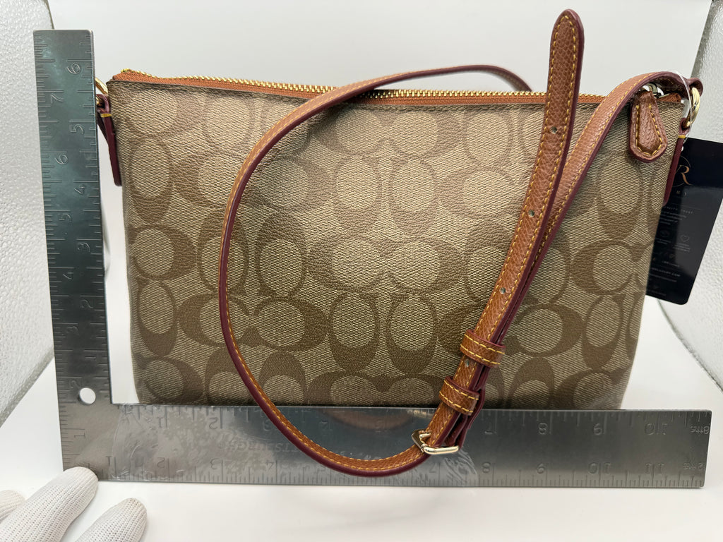 Coach Signature Canvas Crossbody Bag – Khaki/Mahogany