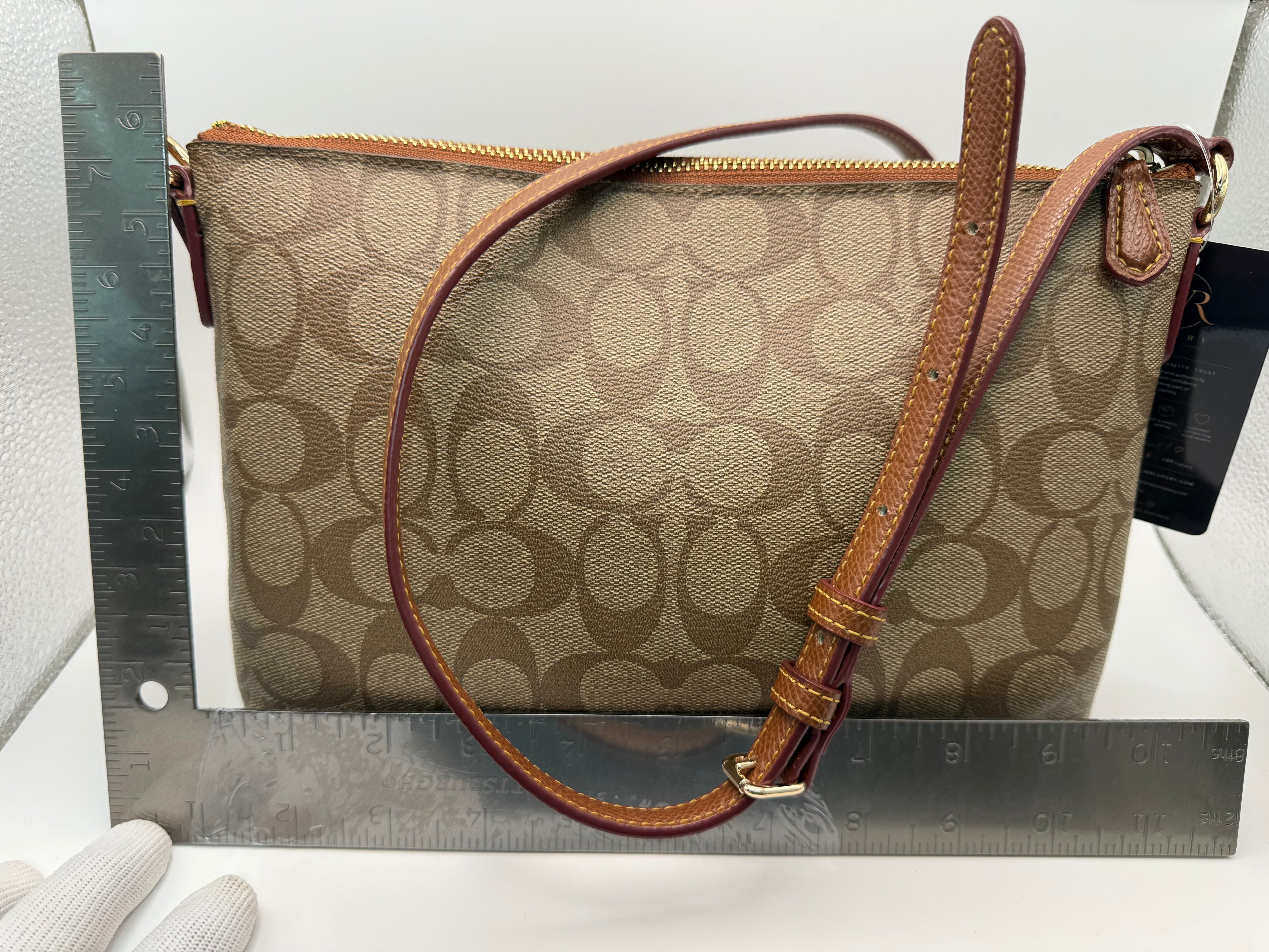Coach Signature Canvas Crossbody Bag – Khaki/Mahogany