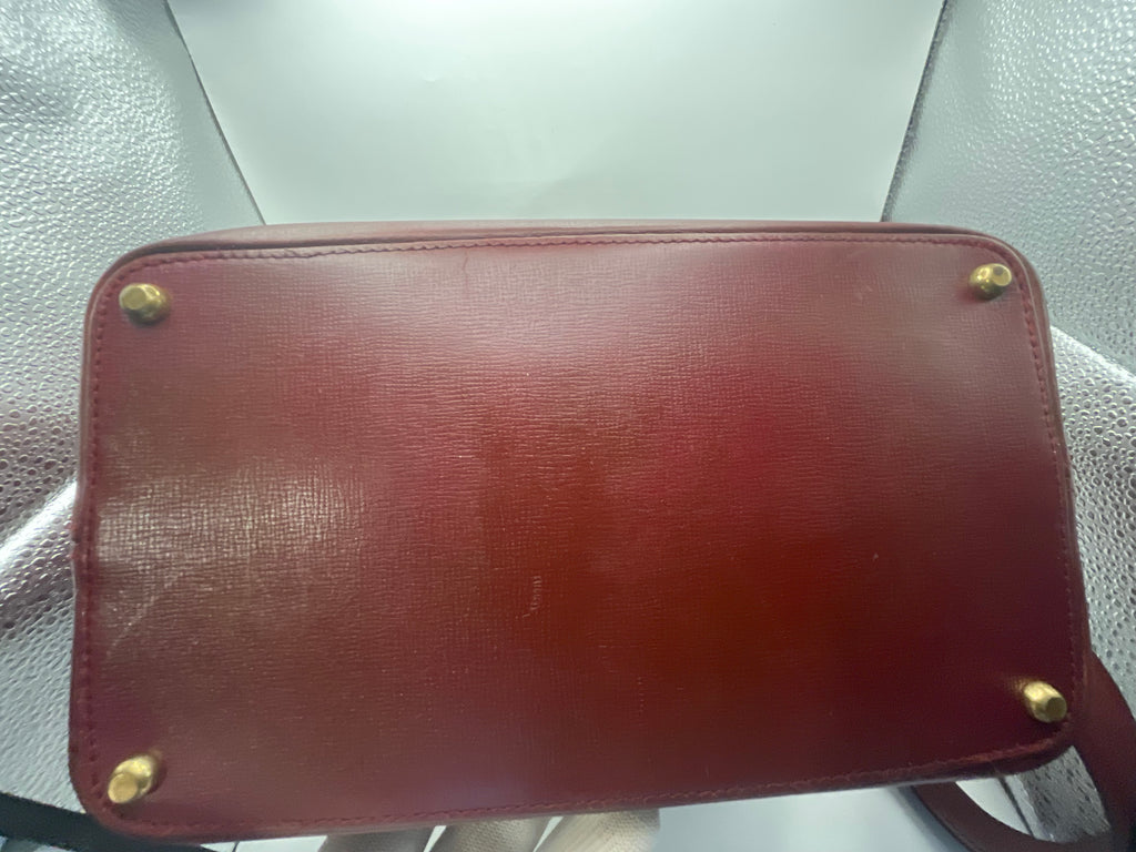 Cartier Must de Cartier Bordeaux Leather Drawstring Bucket Bag with COA