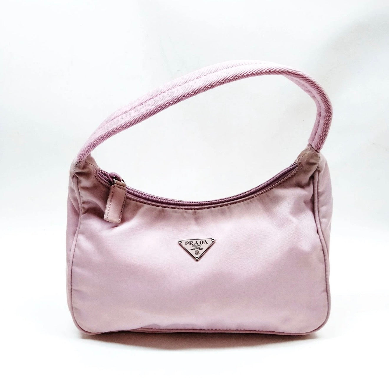 PRADA Pink Nylon Mini Shoulder Bag Silver Hardware Made in Italy | COA