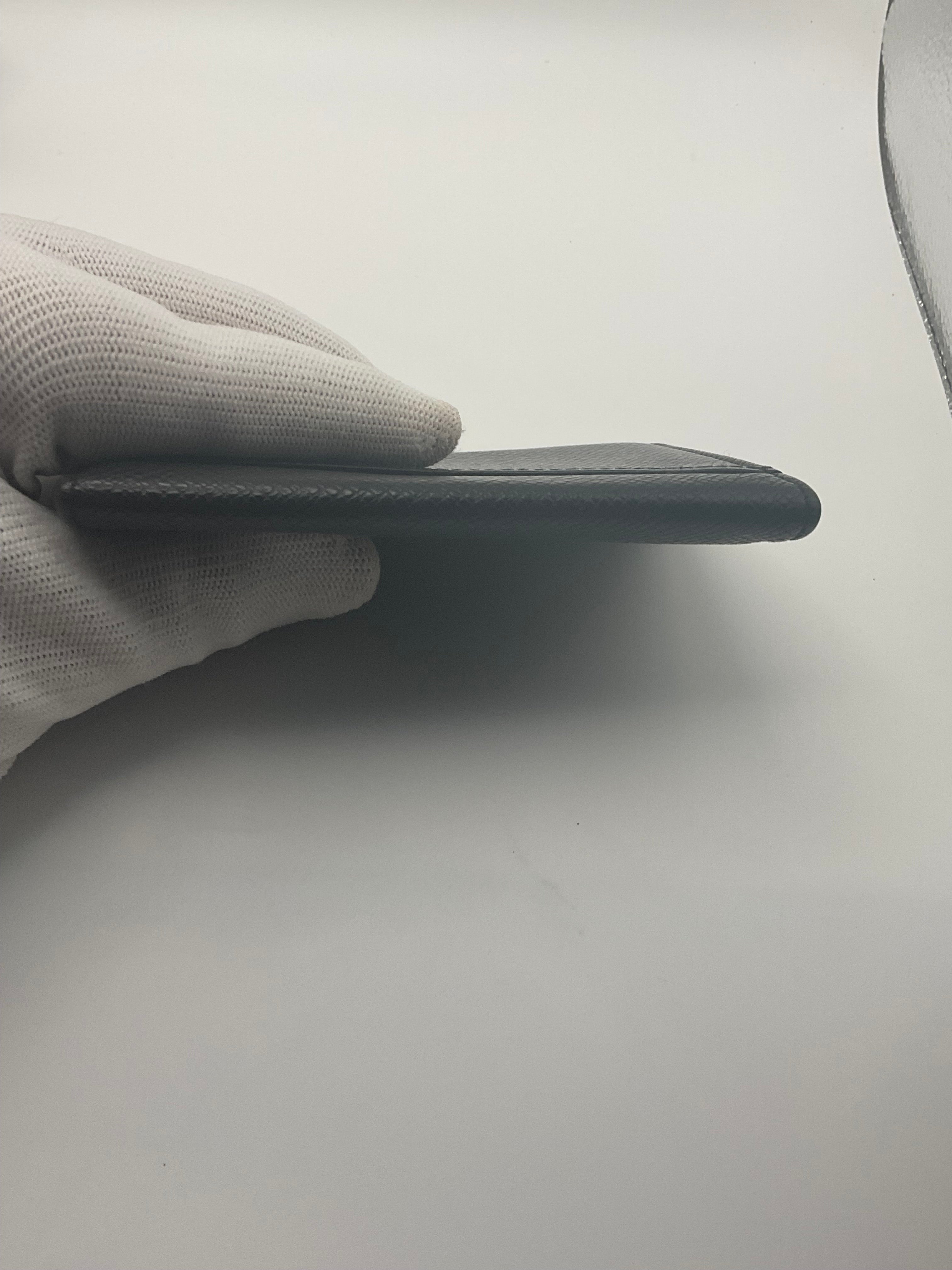 Louis Vuitton Pocket Organizer Taiga Leather Black Card Holder Wallet Made in France