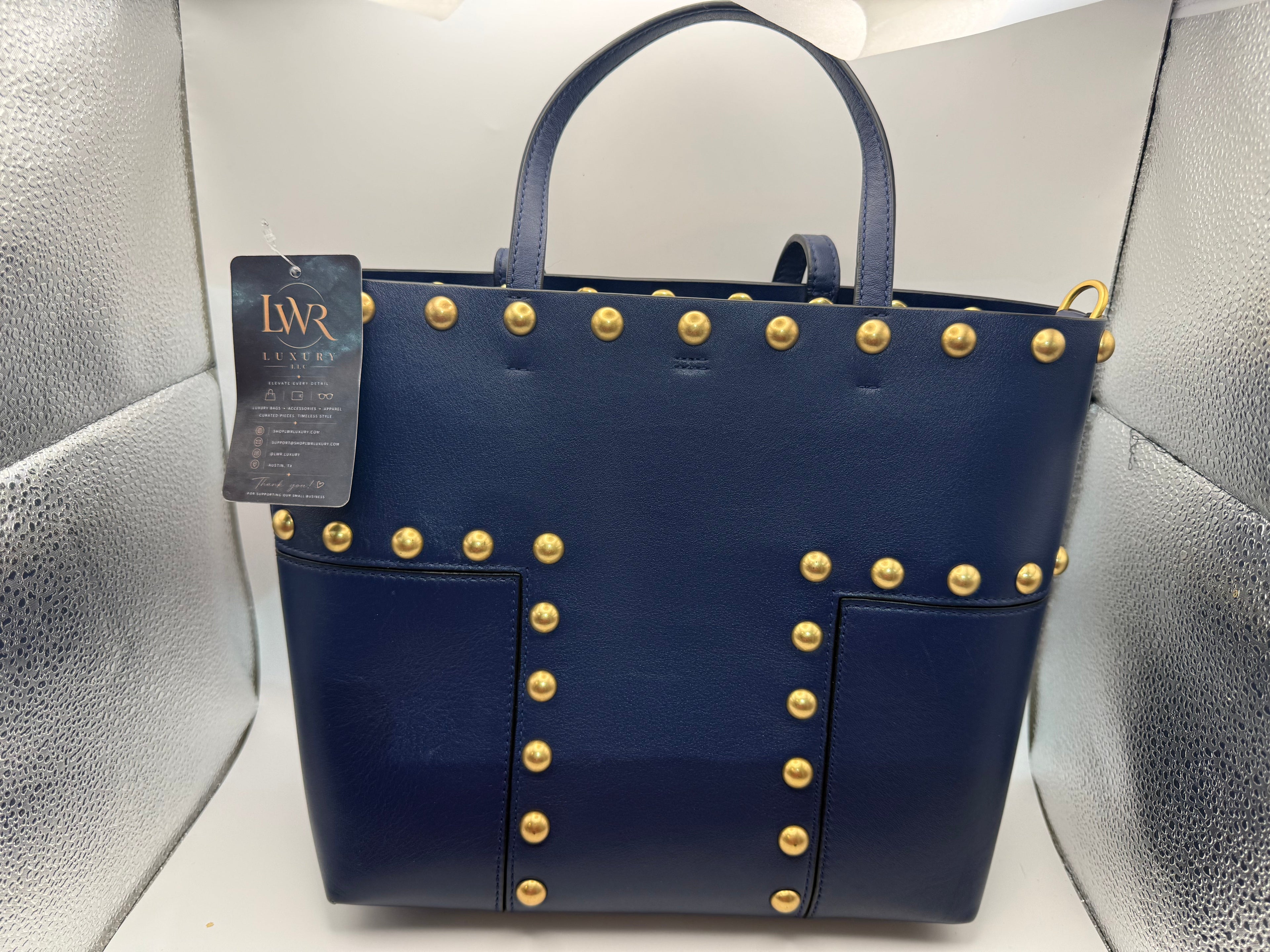 Tory Burch Studded Tote - Navytags