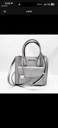 Michael Kors Mercer Medium Messenger Bag – Light Gray Pebbled Leather