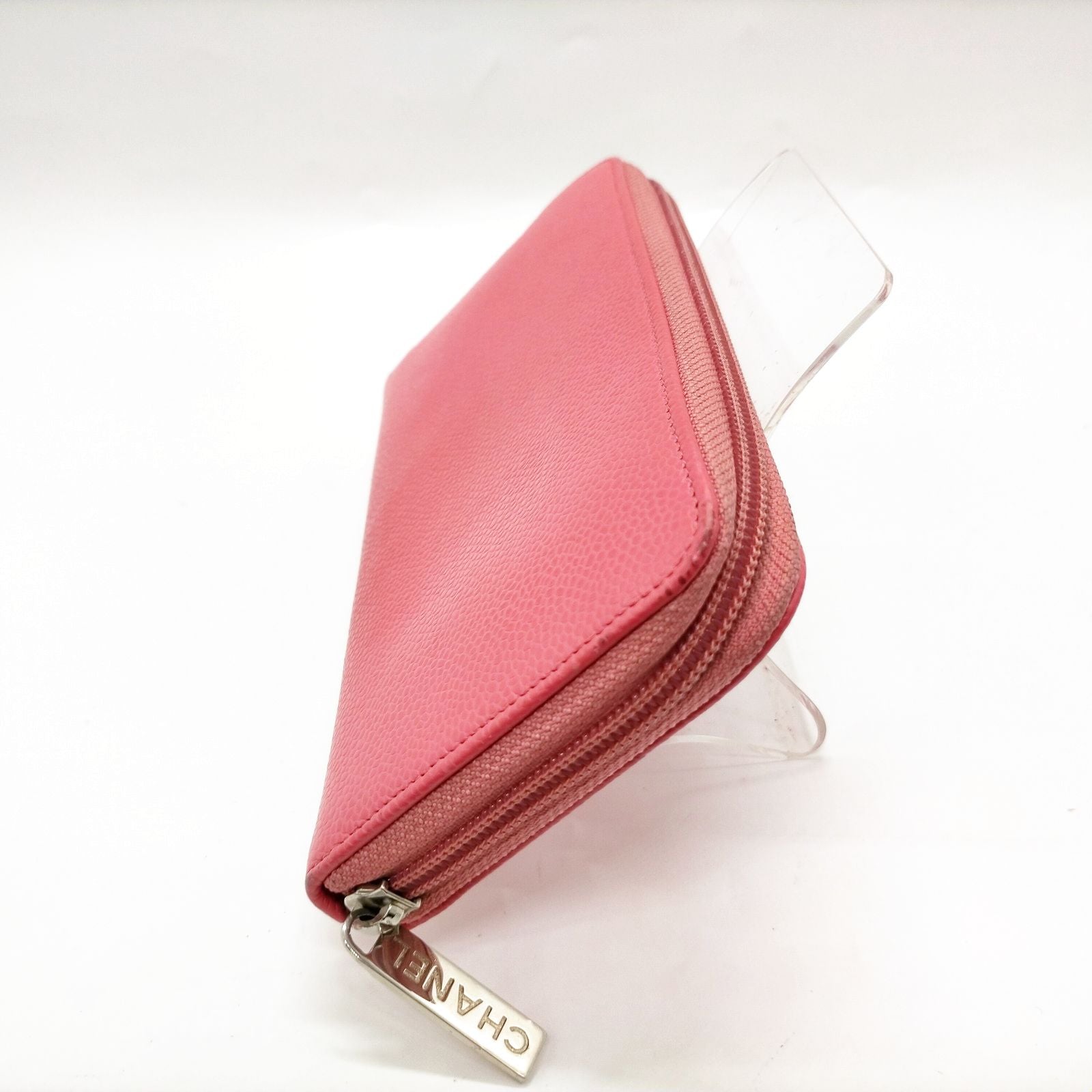Chanel CC Zip Around Wallet Pink Caviar Leather Long Wallet with COA