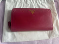 Prada Saffiano Zip-Around Wallet Fuoco Red – exterior back