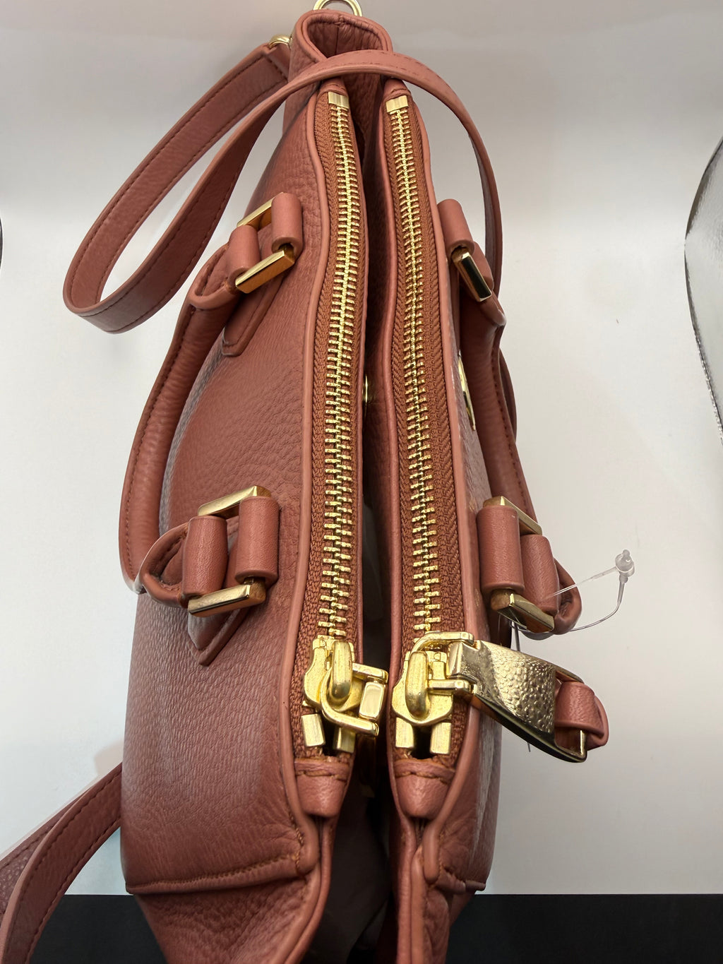 Tory Burch Bolso Satchel de Piel Granulada Rosa Empolvado