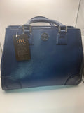 Tory Burch Robinson Double-Zip Tote | Navy Blue Saffiano Leather | Medium