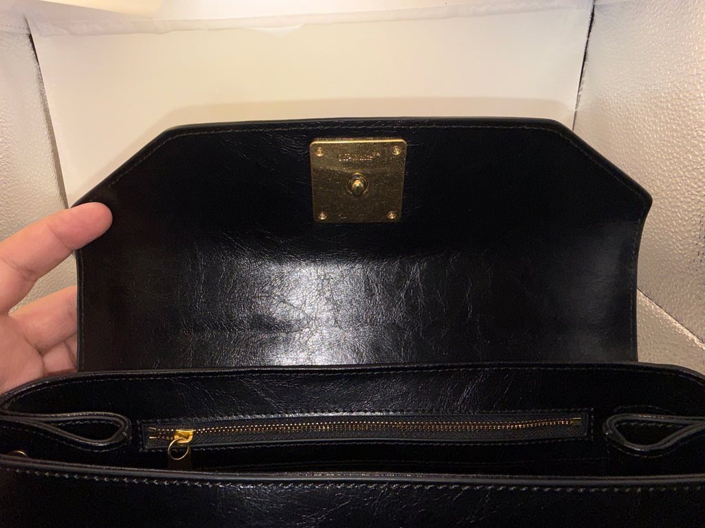 Off-White Jitney Black Leather Shoulder Bag with Gold Arrow Logo